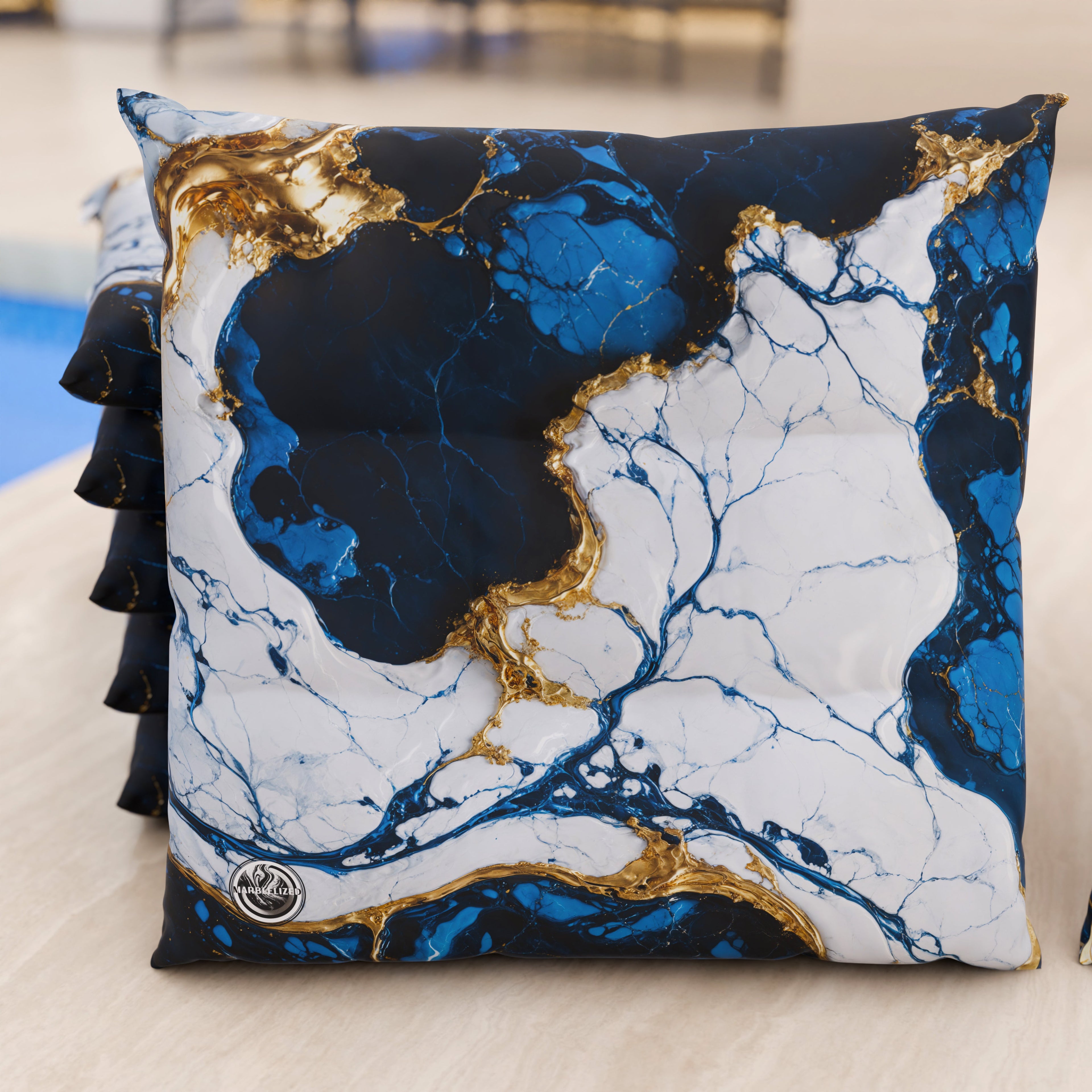 Cuscini per Sedie Cucina Eleganti Effetto Marmo Blu Notte - NAVYGLO
