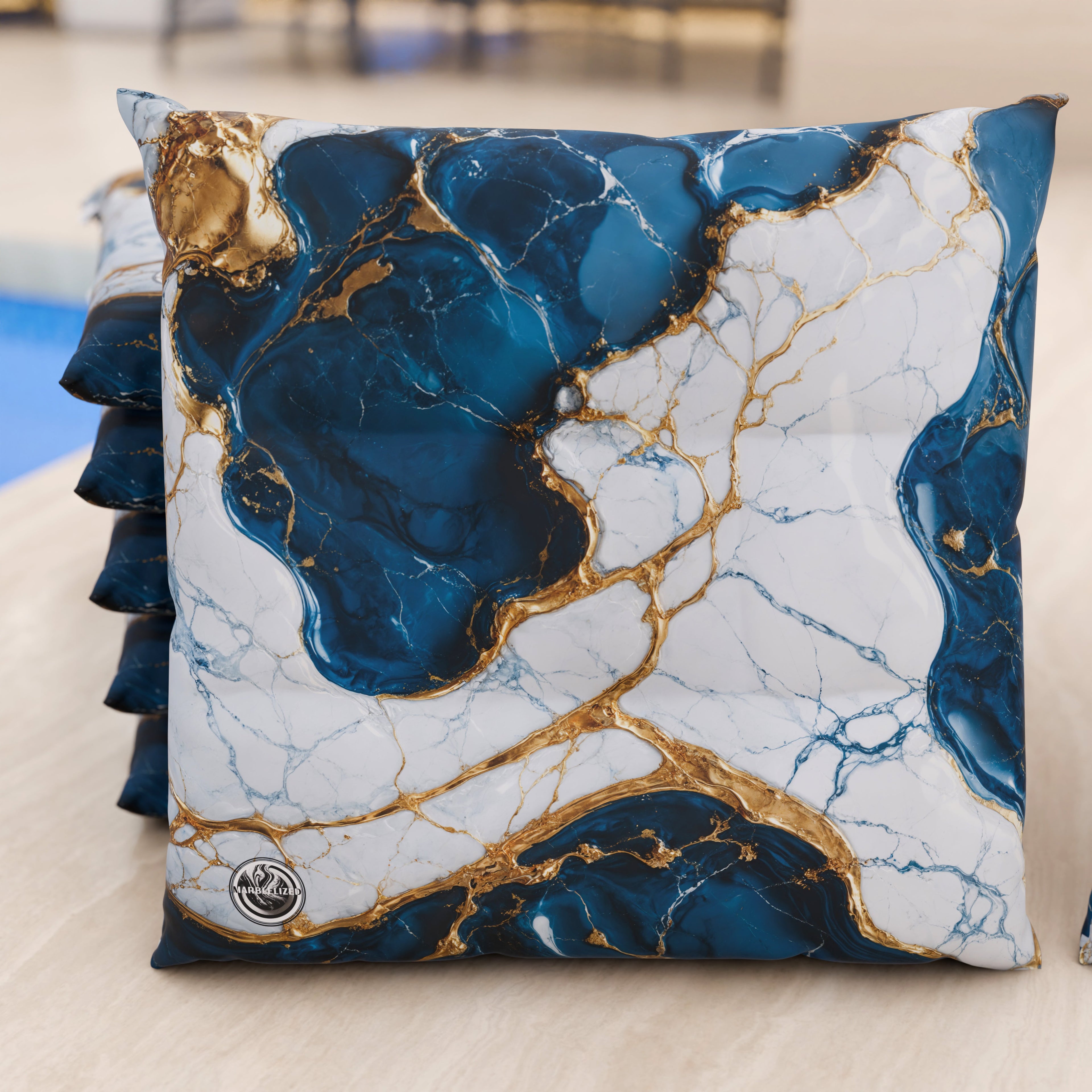 Cuscini per Sedie Cucina Eleganti Effetto Marmo Blu Oceano - OCEAGLINT