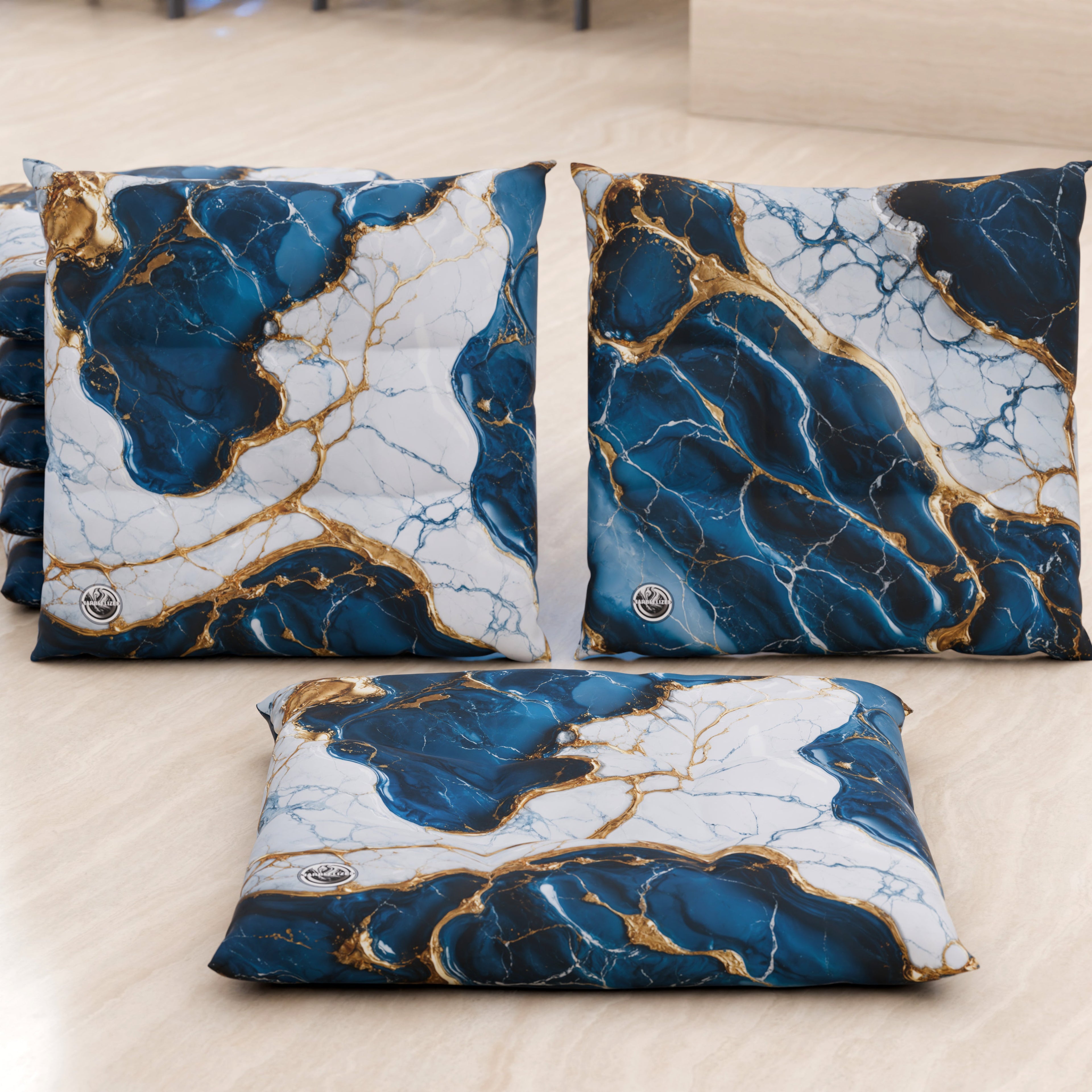 Cuscini per Sedie Cucina Eleganti Effetto Marmo Blu Oceano - OCEAGLINT