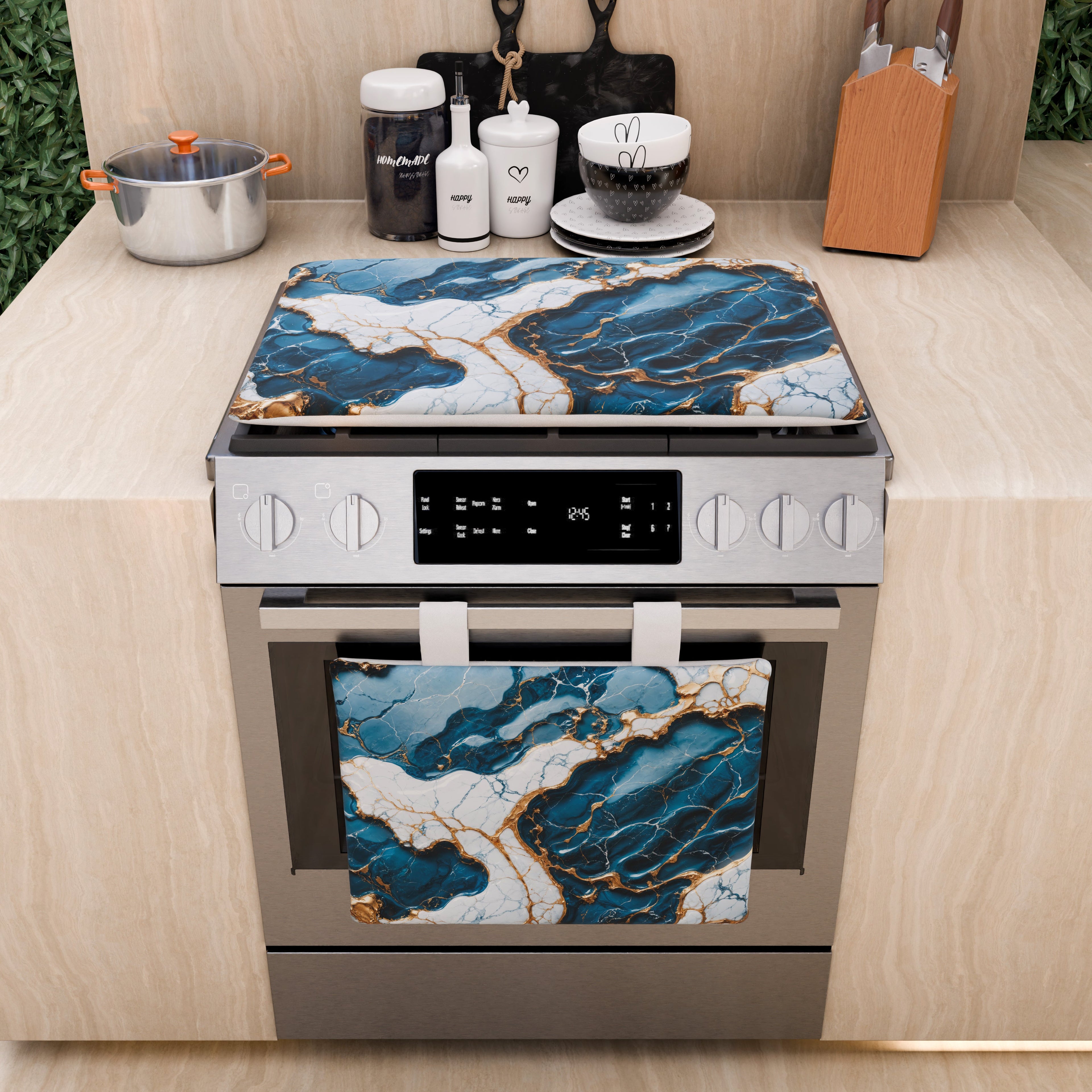Copriforno Elegante Moderno Effetto Marmo Oceaglint