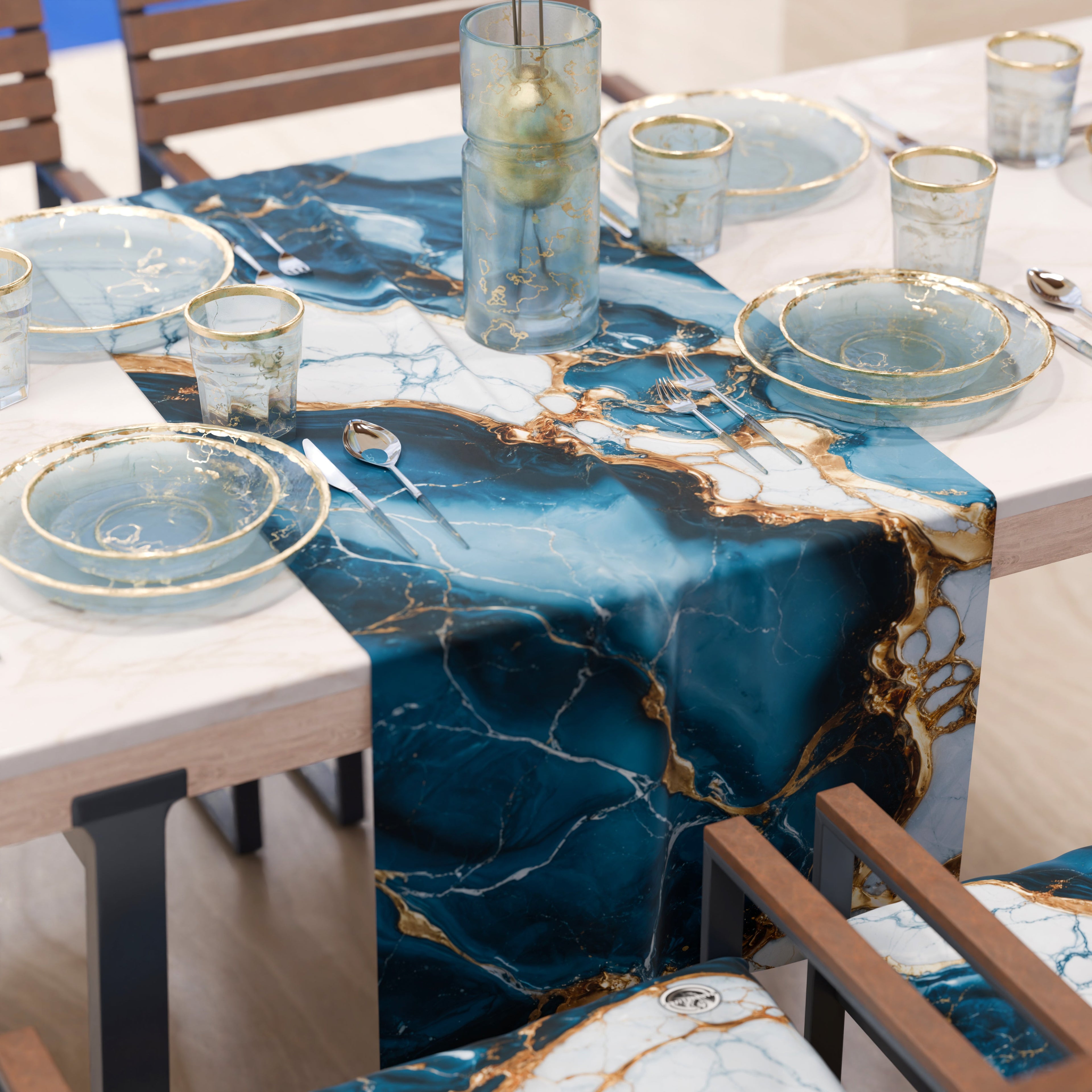 Runner da Tavola Moderno Effetto Marmo Oceaglint