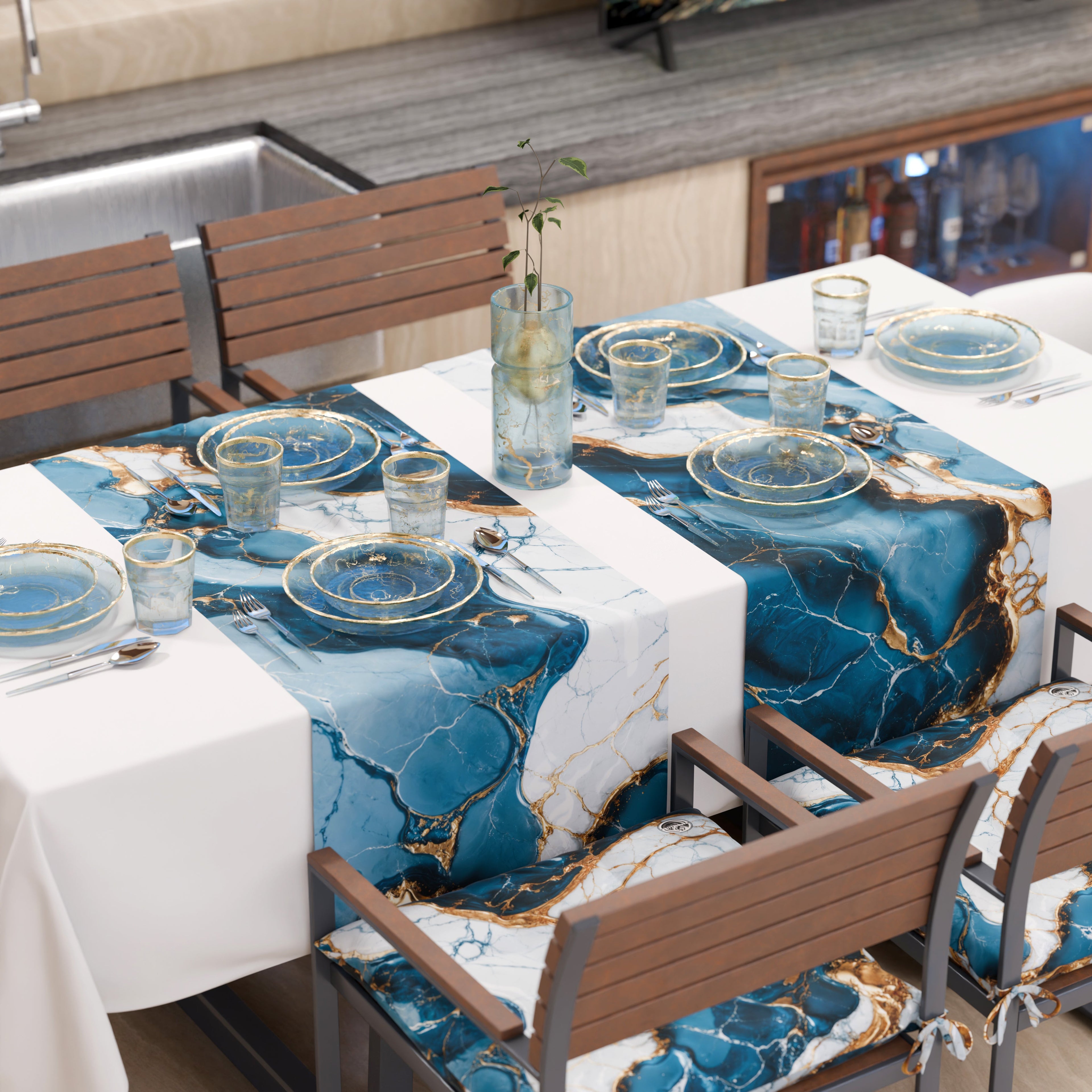 Runner da Tavola Moderno Effetto Marmo Oceaglint