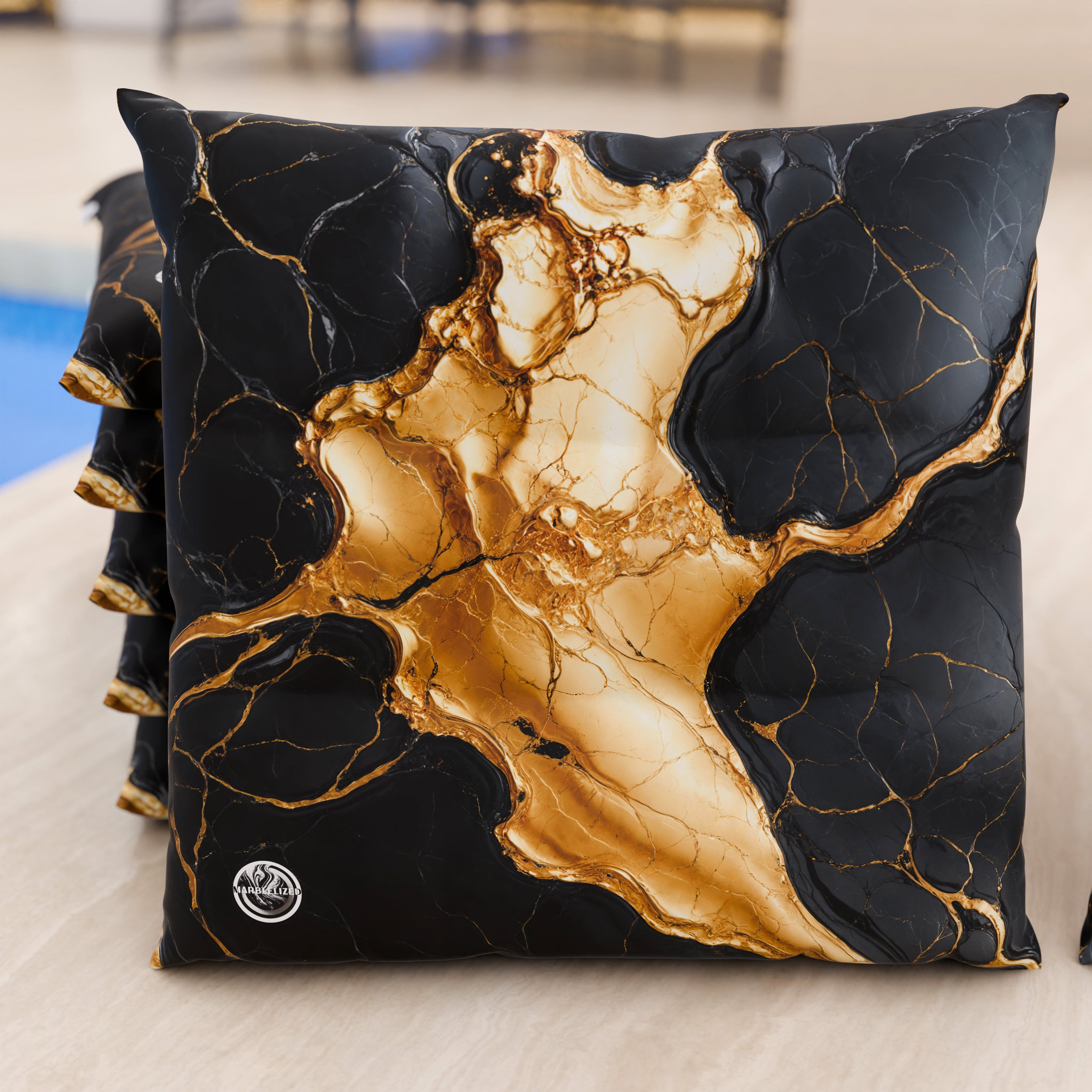 Cuscini per Sedie Cucina Eleganti Effetto Marmo Nero e Oro - ONYXLITE