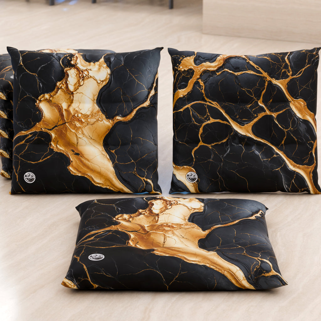 Cuscini per Sedie Cucina Eleganti Effetto Marmo Nero e Oro - ONYXLITE