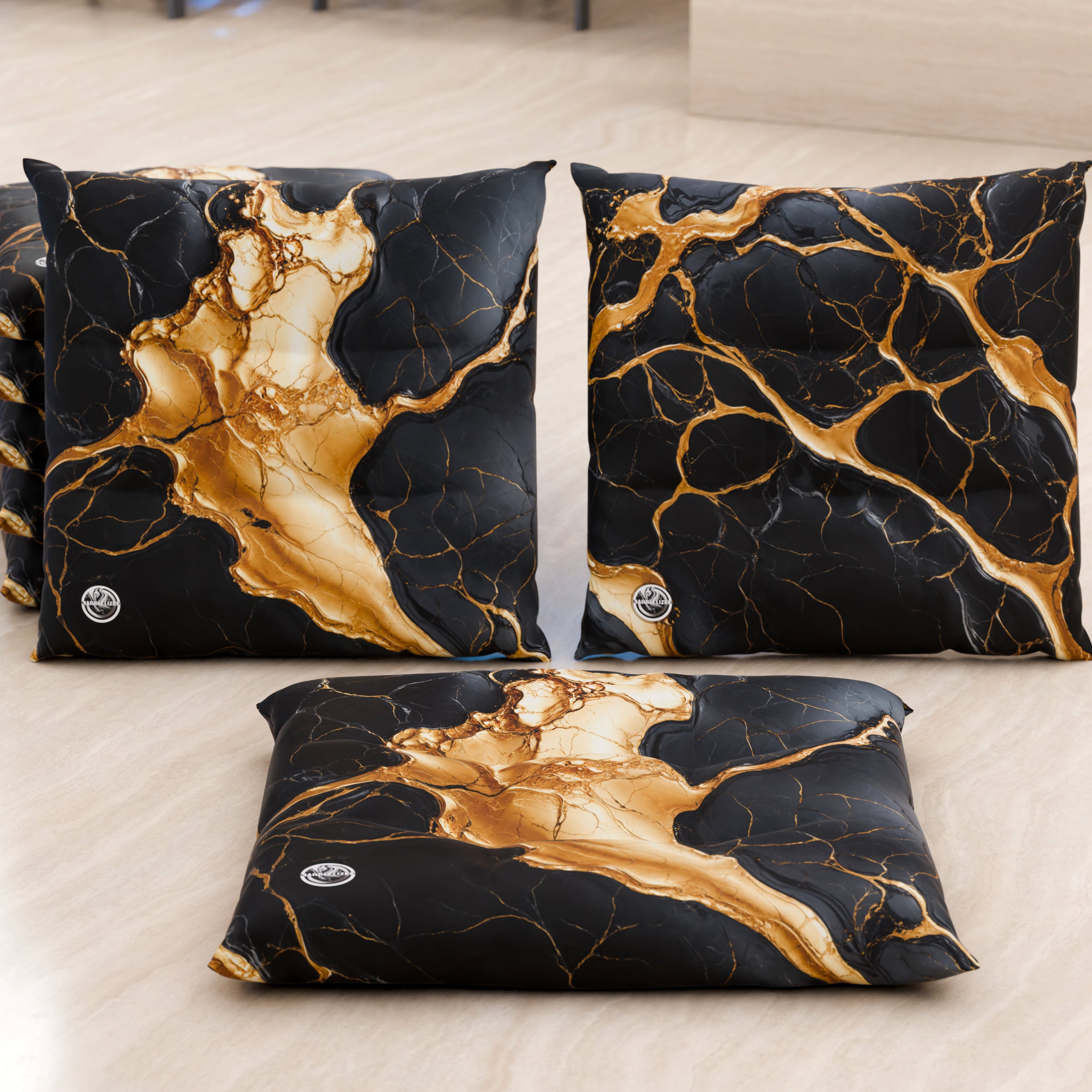 Cuscini per Sedie Cucina Eleganti Effetto Marmo Nero e Oro - ONYXLITE