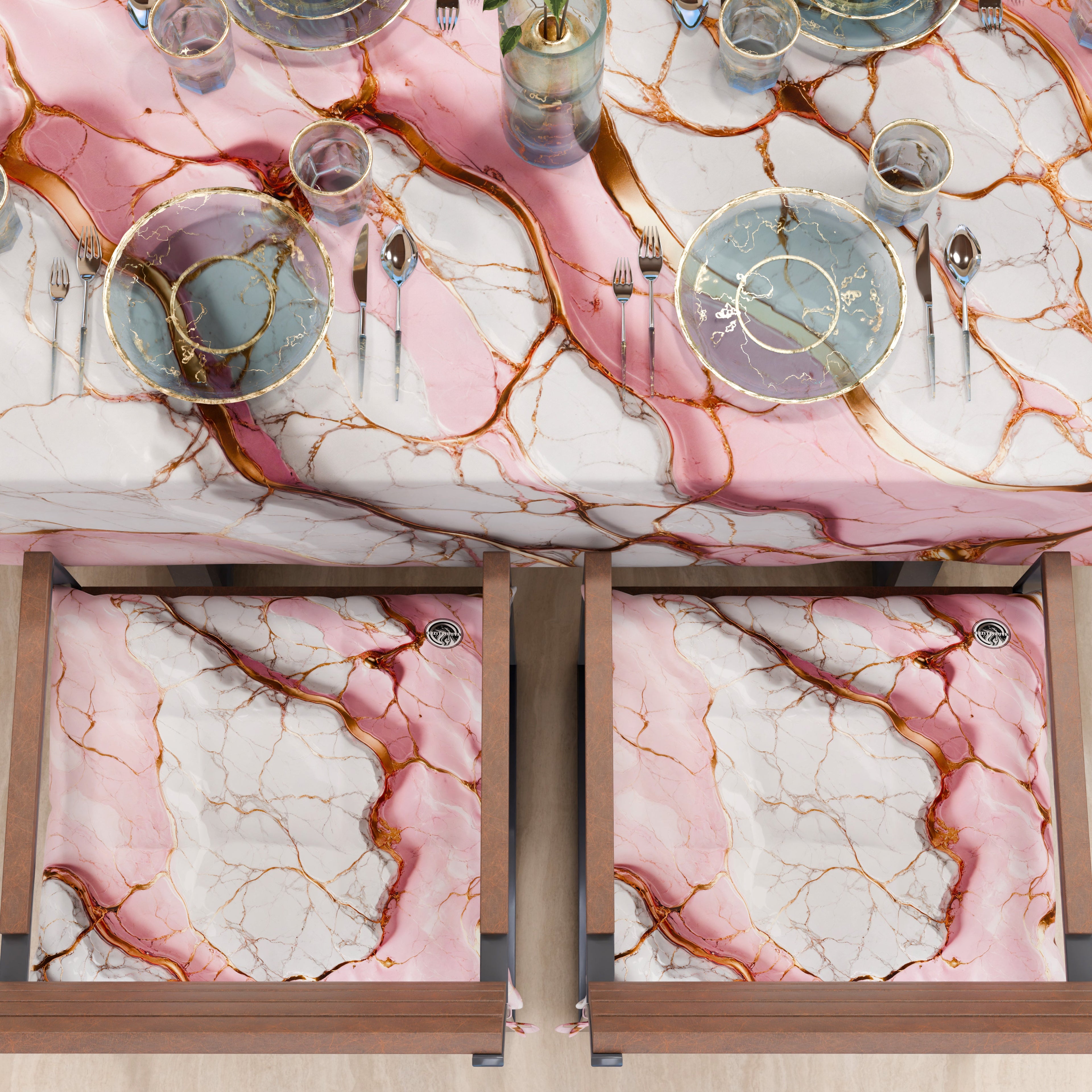 Cuscini per Sedie Cucina Eleganti Effetto Marmo Rosa - PINKERELLE