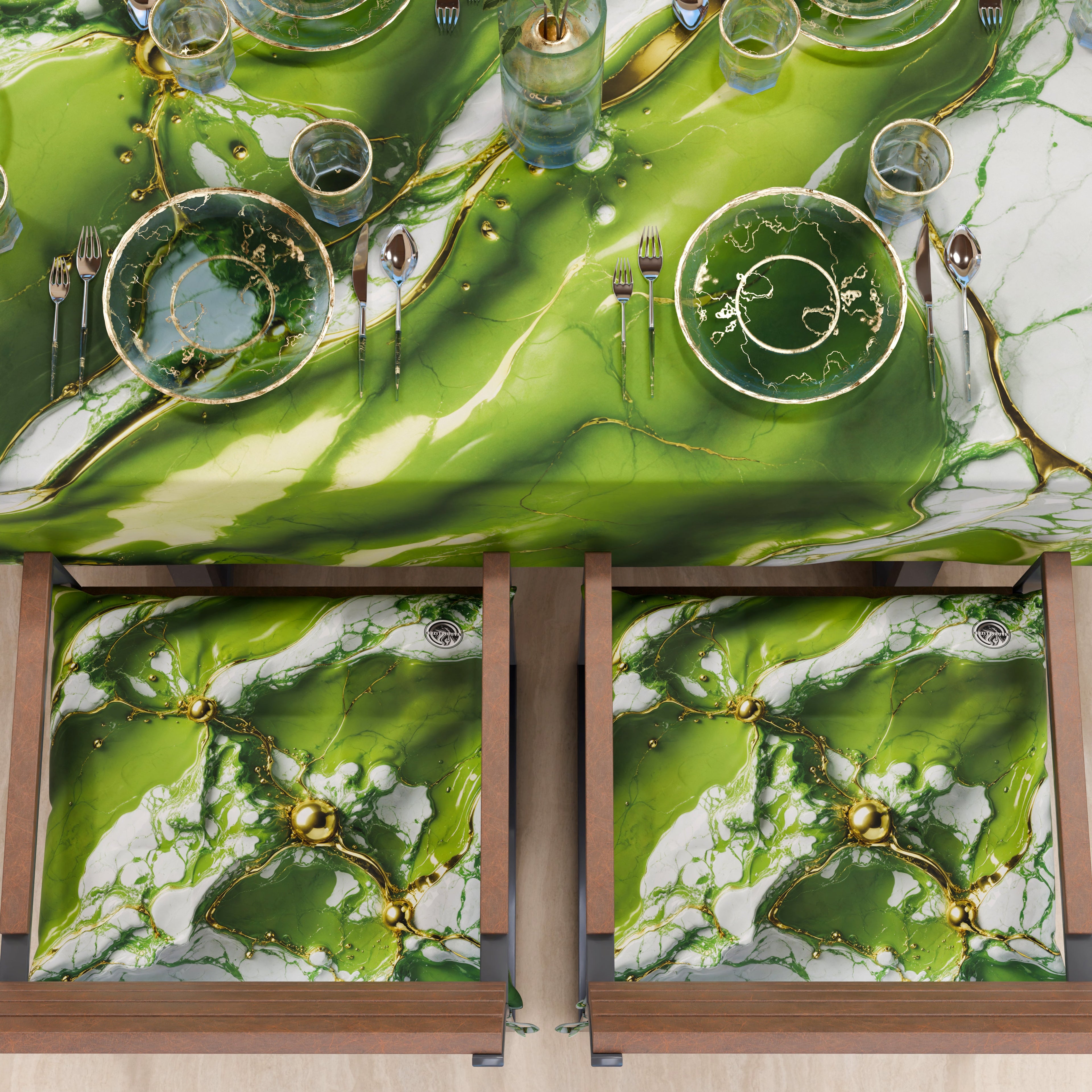Cuscini per Sedie Cucina Eleganti Effetto Marmo Verde - PISTACHIUS
