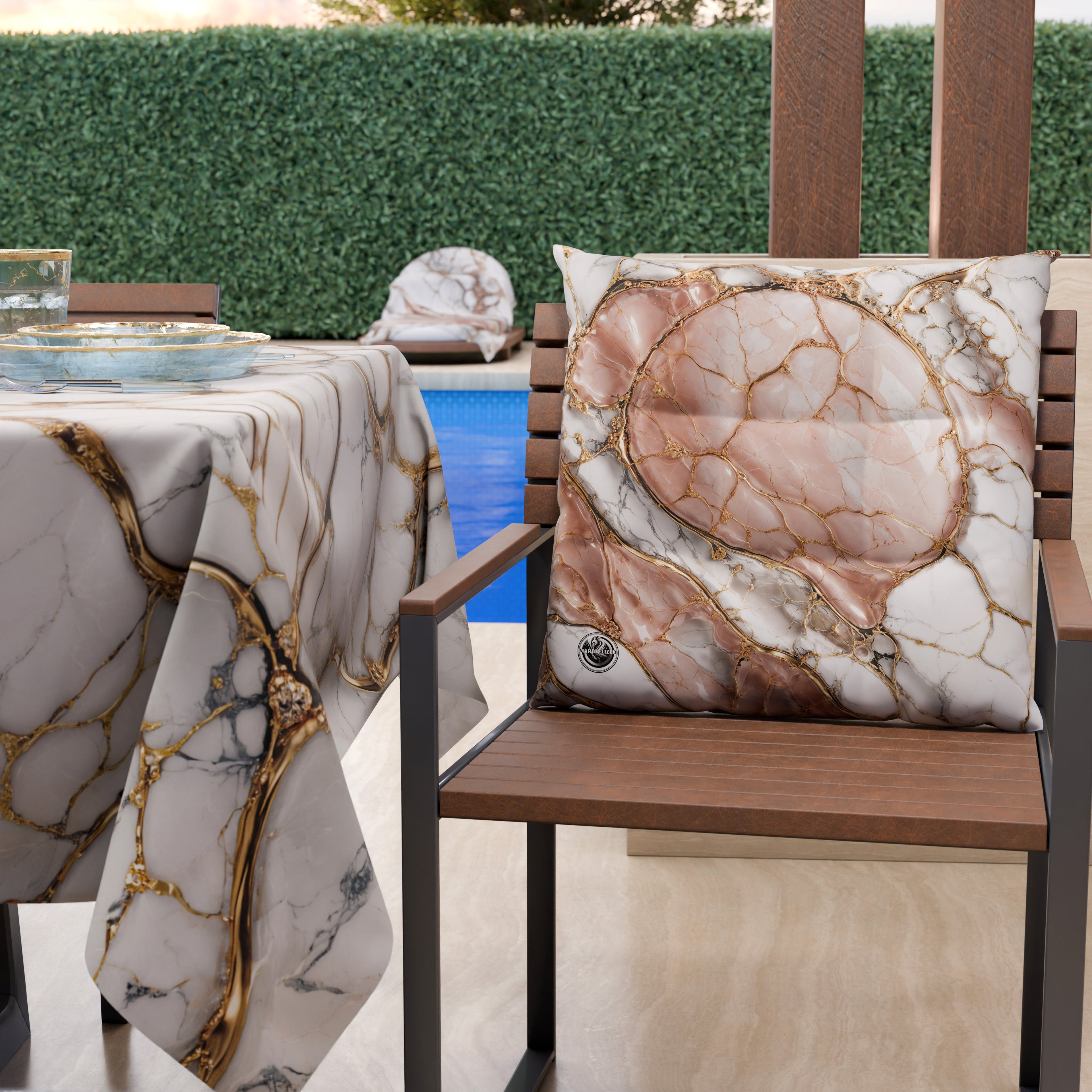 Cuscini per Sedie Cucina Eleganti Effetto Marmo Cipria - ROSELITHE
