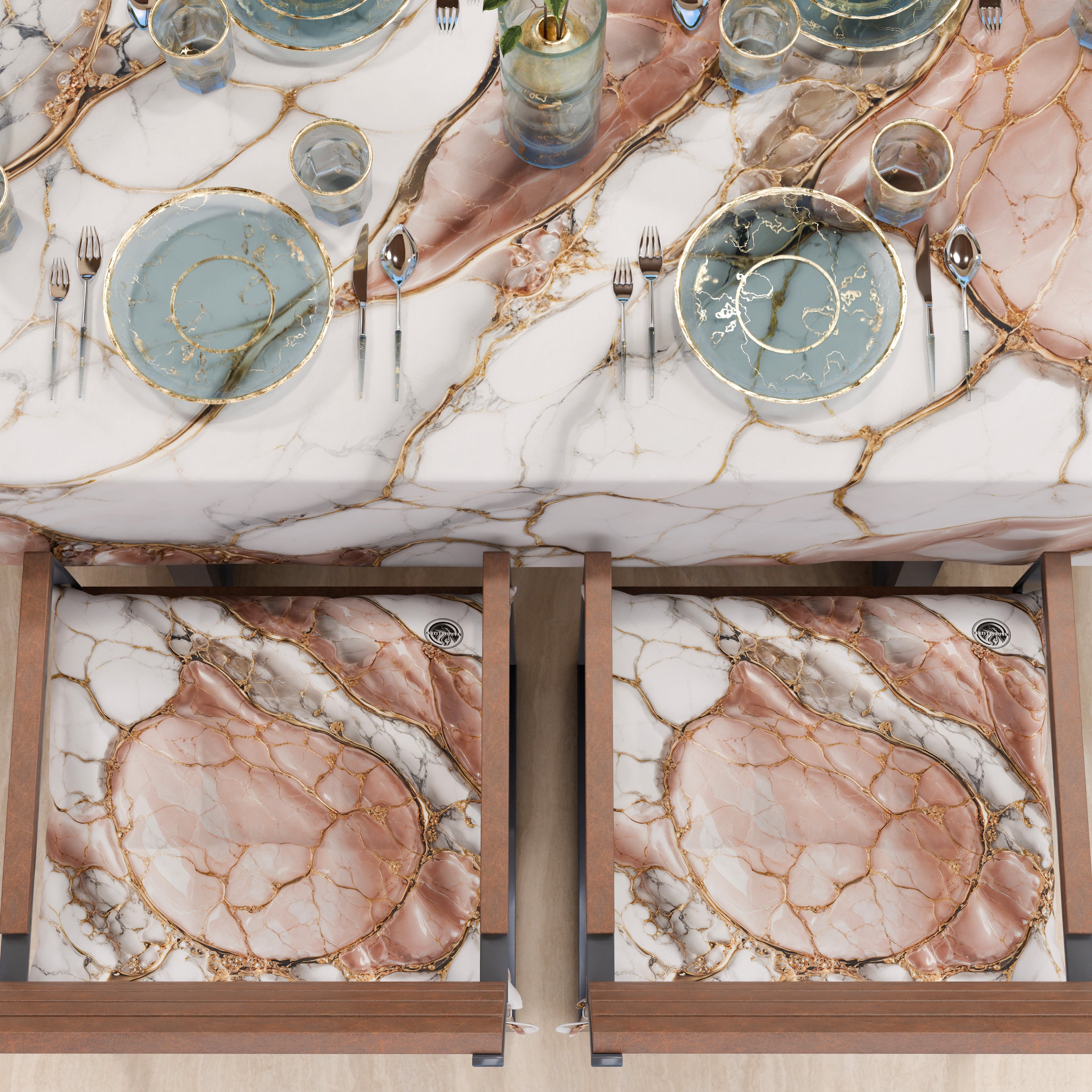 Cuscini per Sedie Cucina Eleganti Effetto Marmo Cipria - ROSELITHE
