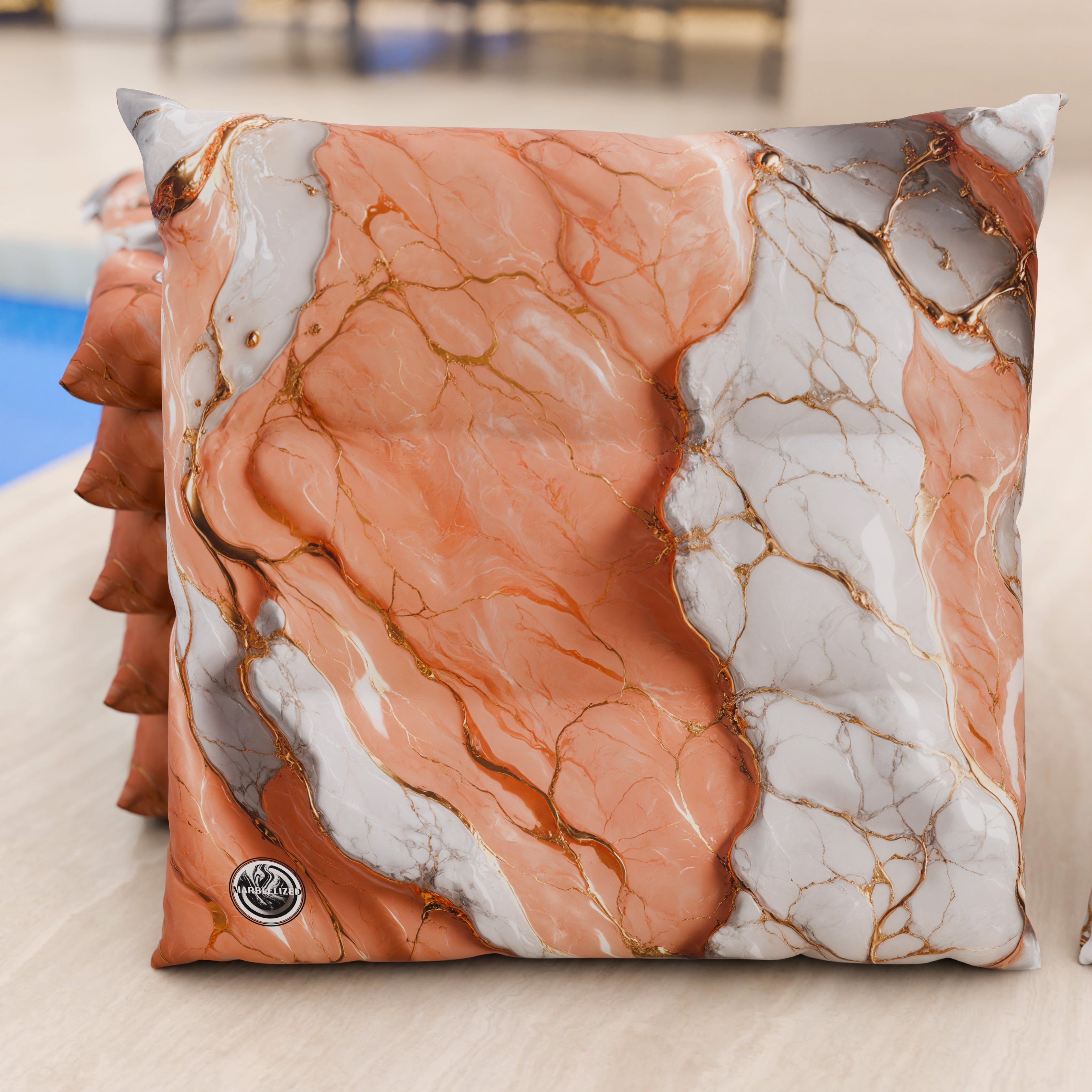 Cuscini per Sedie Cucina Eleganti Effetto Marmo Salmone - ROSESALM