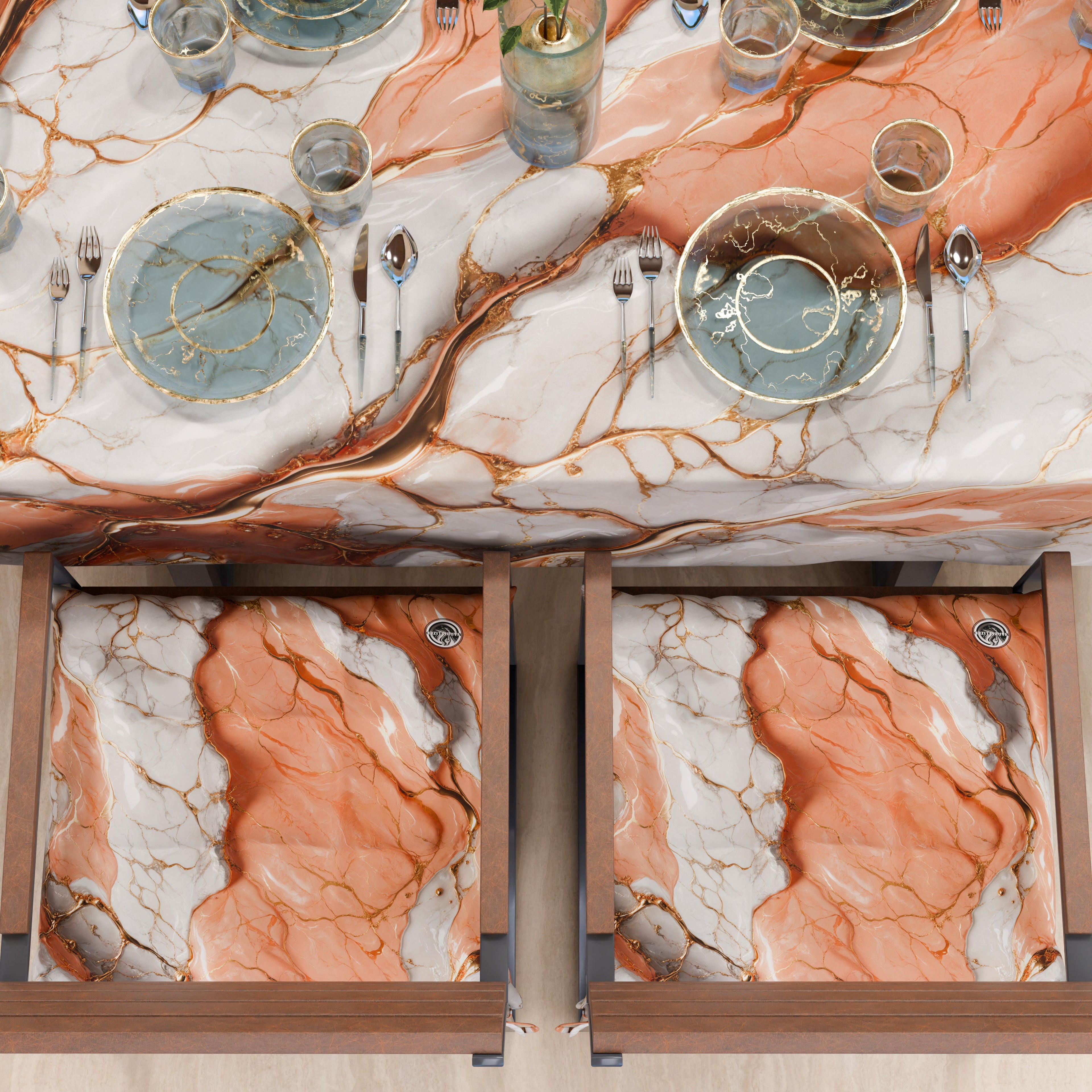 Cuscini per Sedie Cucina Eleganti Effetto Marmo Salmone - ROSESALM