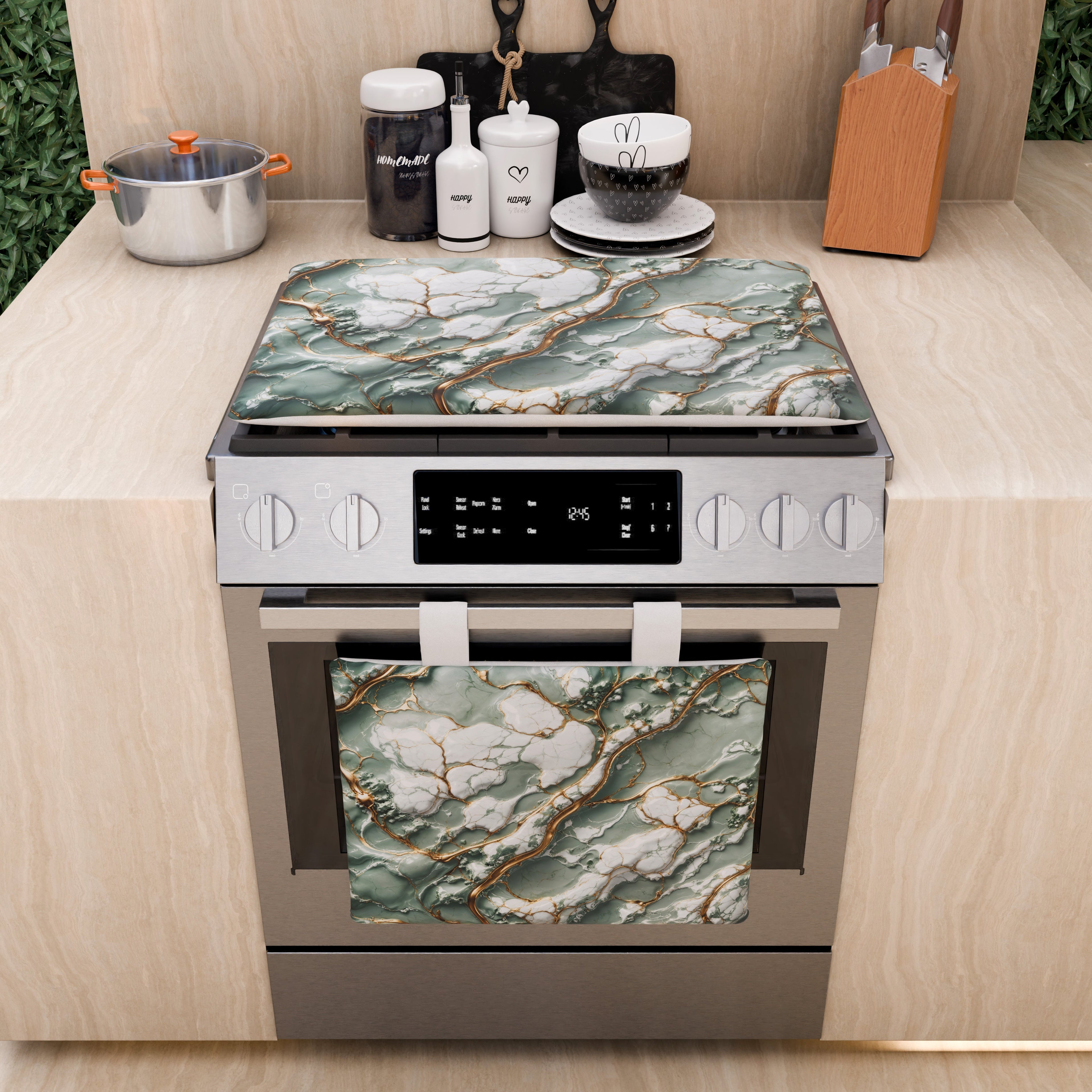 Copriforno Elegante Moderno Effetto Marmo Salvor