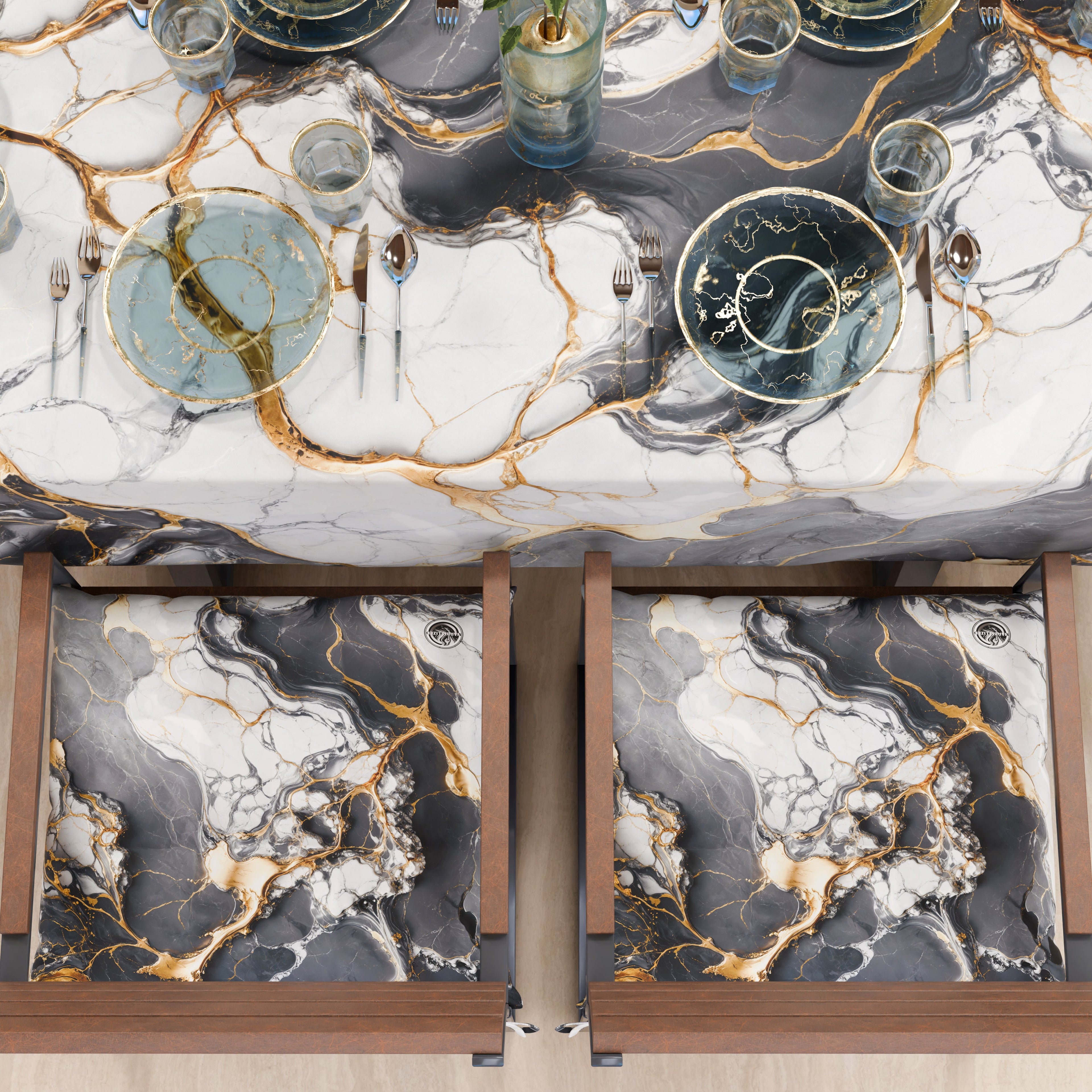 Cuscini per Sedie Cucina Eleganti Effetto Marmo Grigio Scuro - SMOKITE