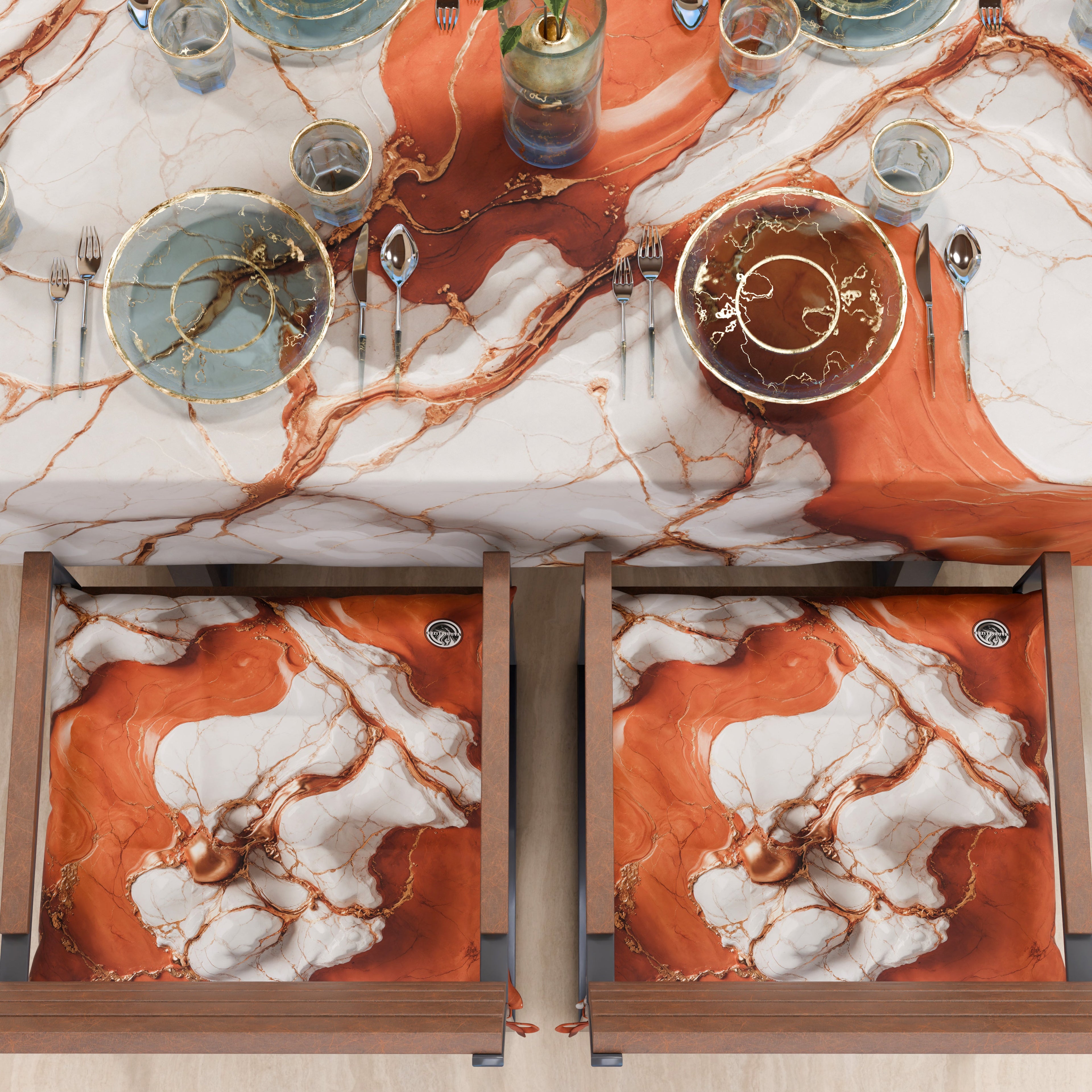 Cuscini per Sedie Cucina Eleganti Effetto Marmo Terracotta - TERRARUM