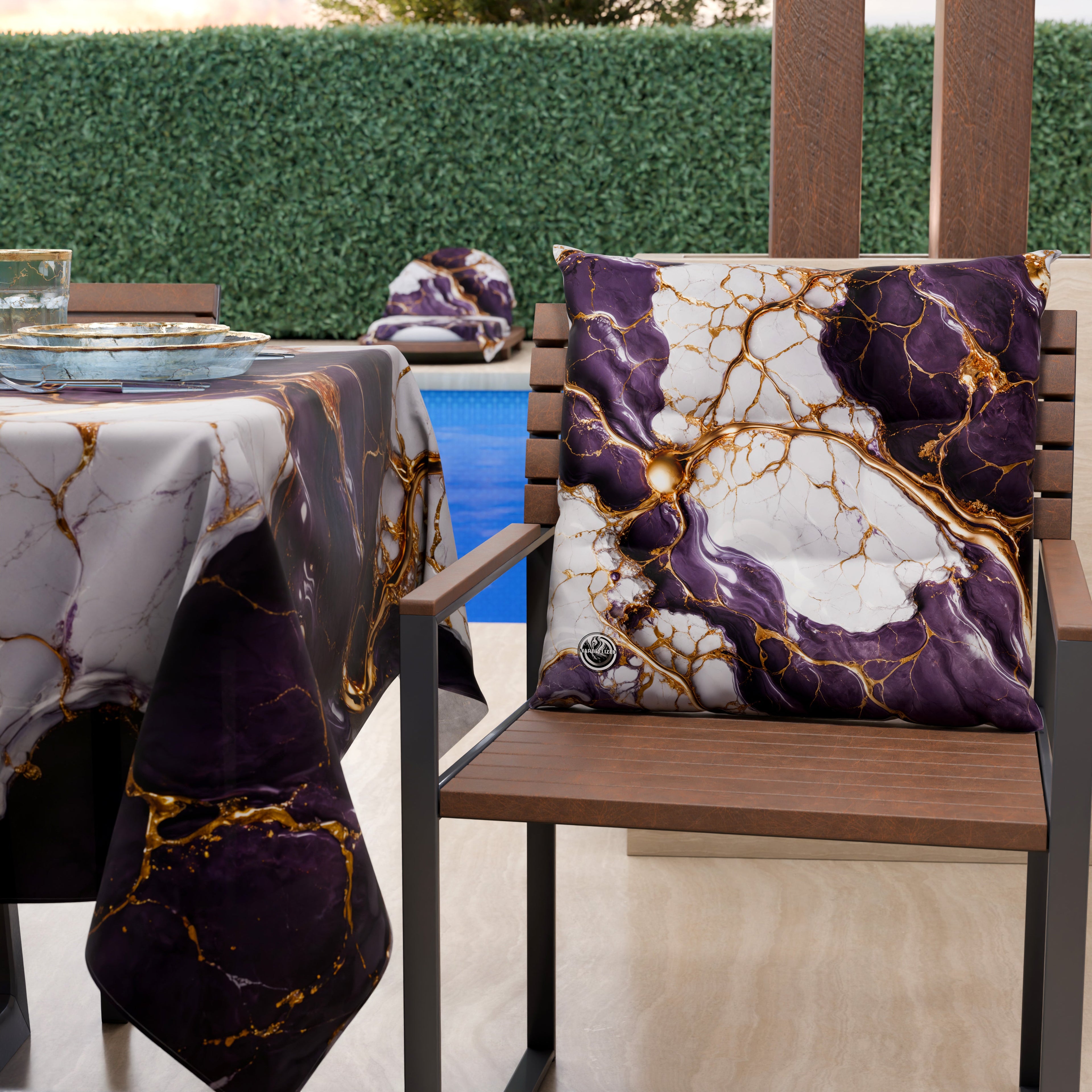 Cuscini per Sedie Cucina Eleganti Effetto Marmo Viola - VIOLETRIC