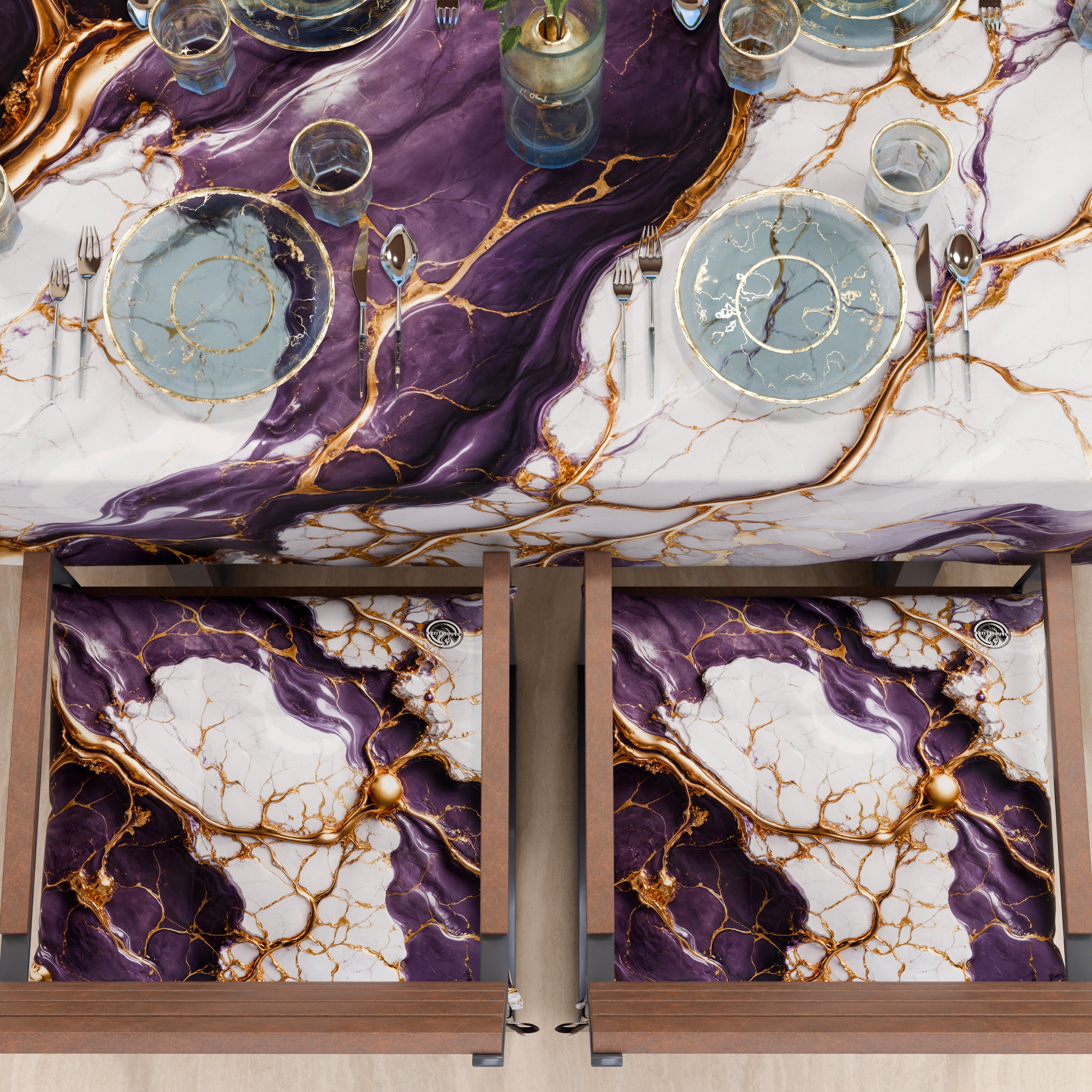 Cuscini per Sedie Cucina Eleganti Effetto Marmo Viola - VIOLETRIC