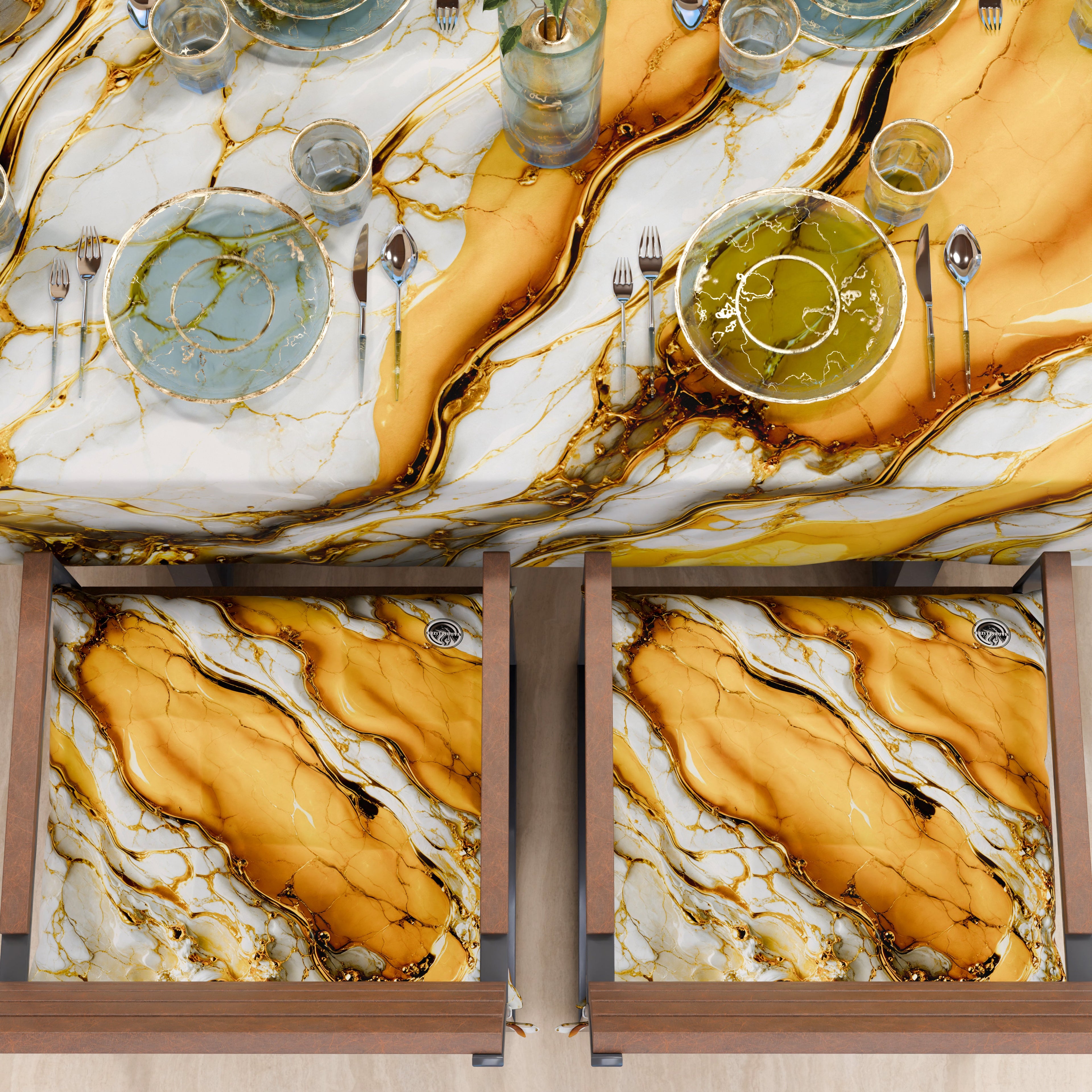 Cuscini per Sedie Cucina Eleganti Effetto Marmo Giallo - YELLOOOWW
