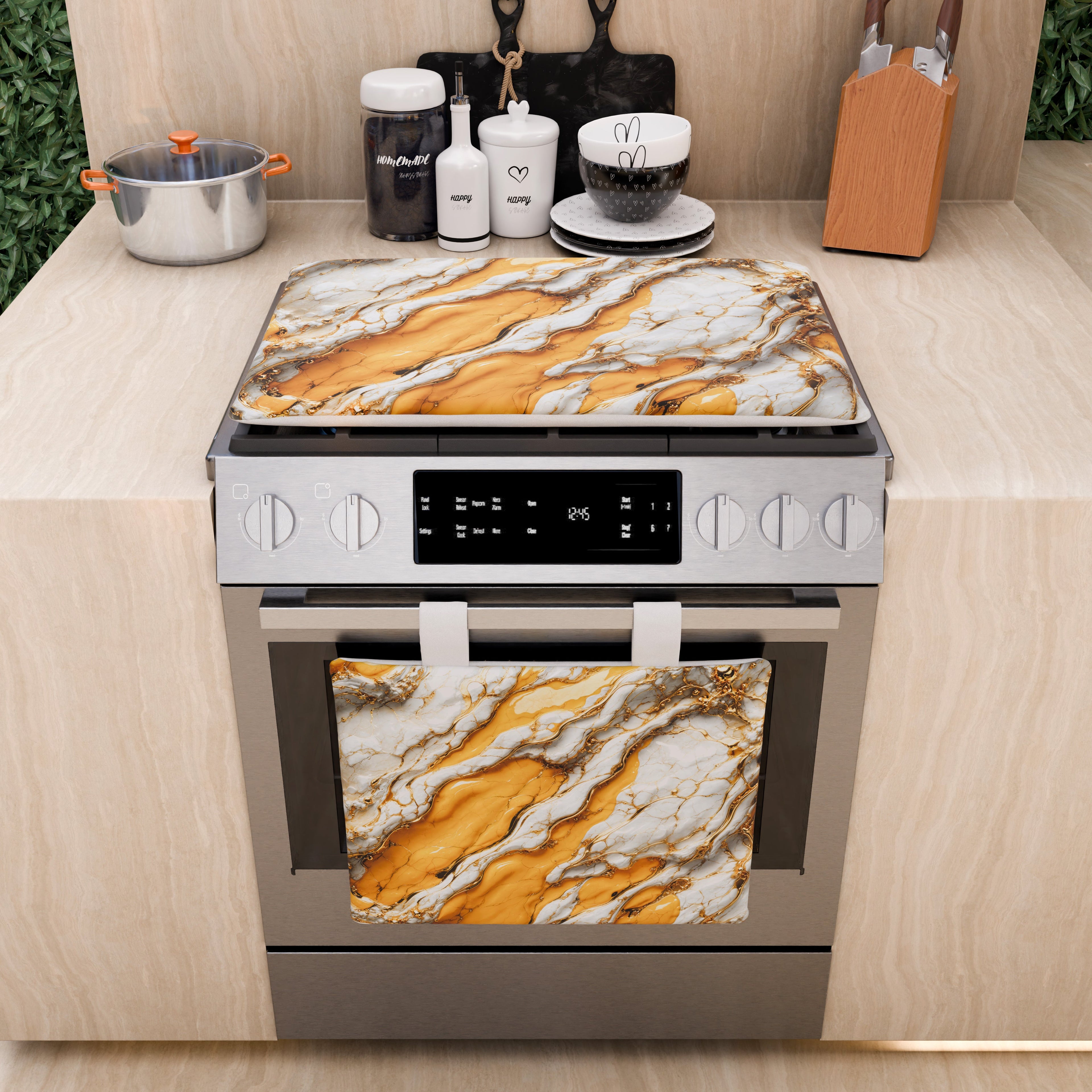 Copriforno Elegante Moderno Effetto Marmo Yelloooww