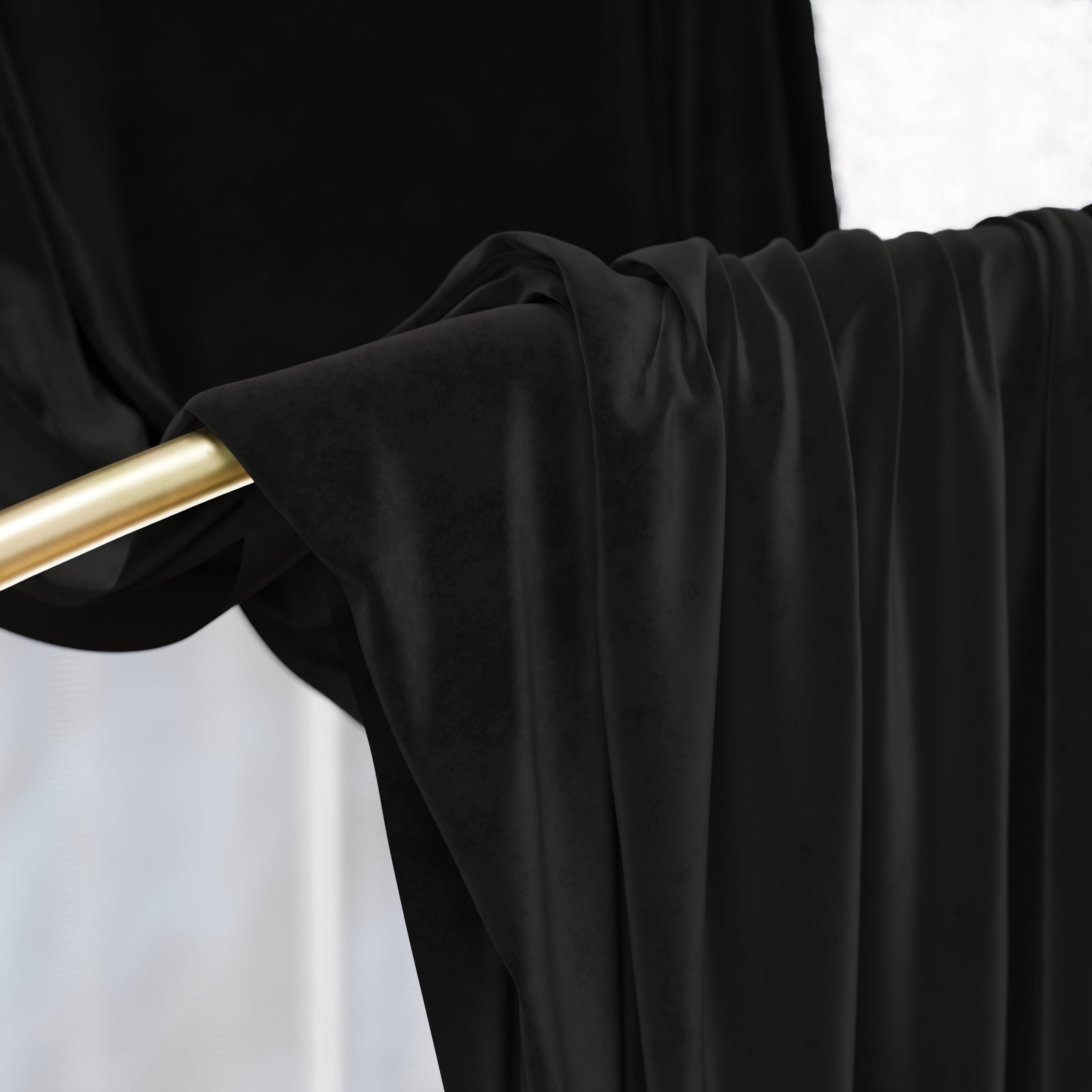 Tenda a Pannello in Velluto per Interni con Anelli, 140x280 cm, Nero