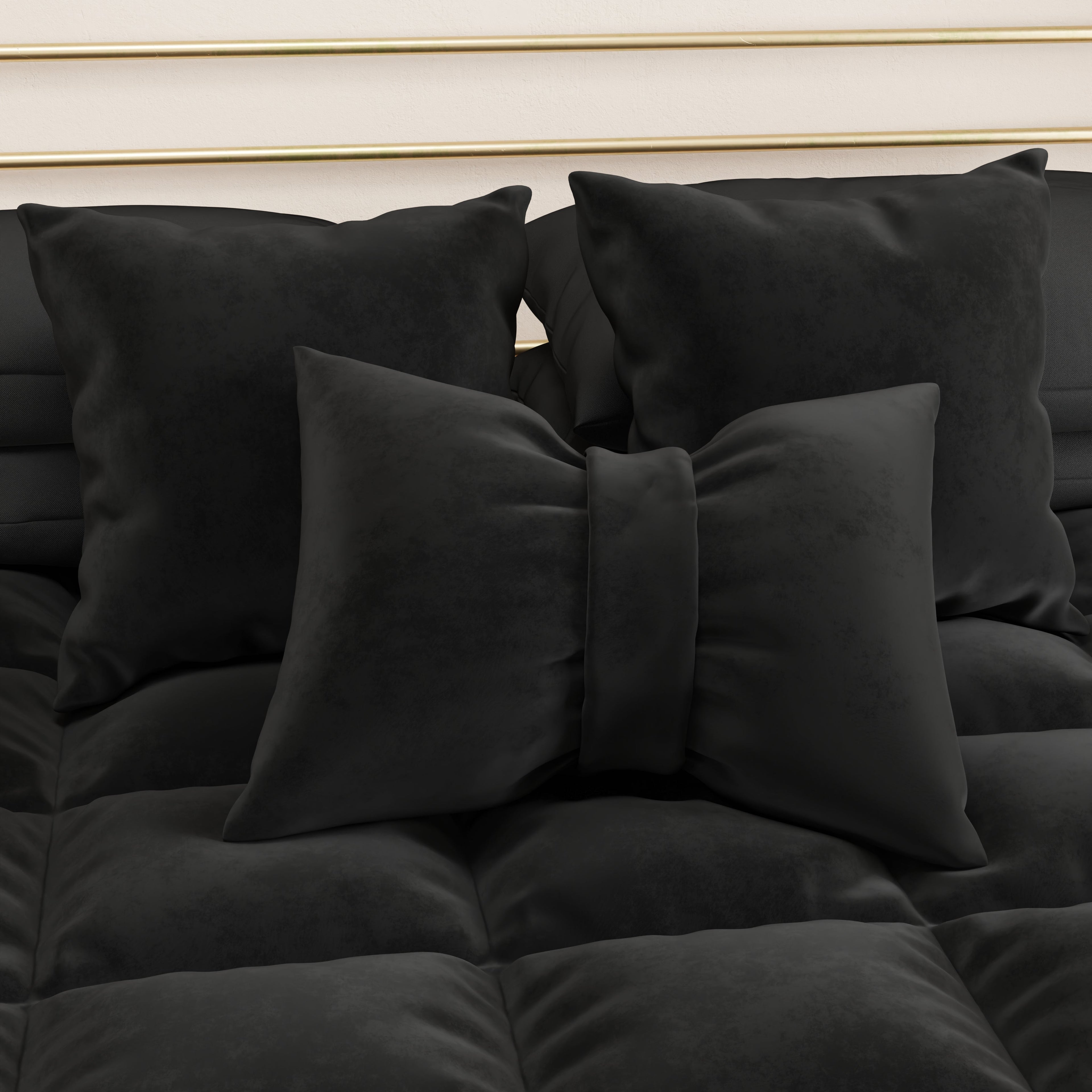 Cuscino Arredo Fiocco in Velluto 40x50 cm, Cuscino divano Nero