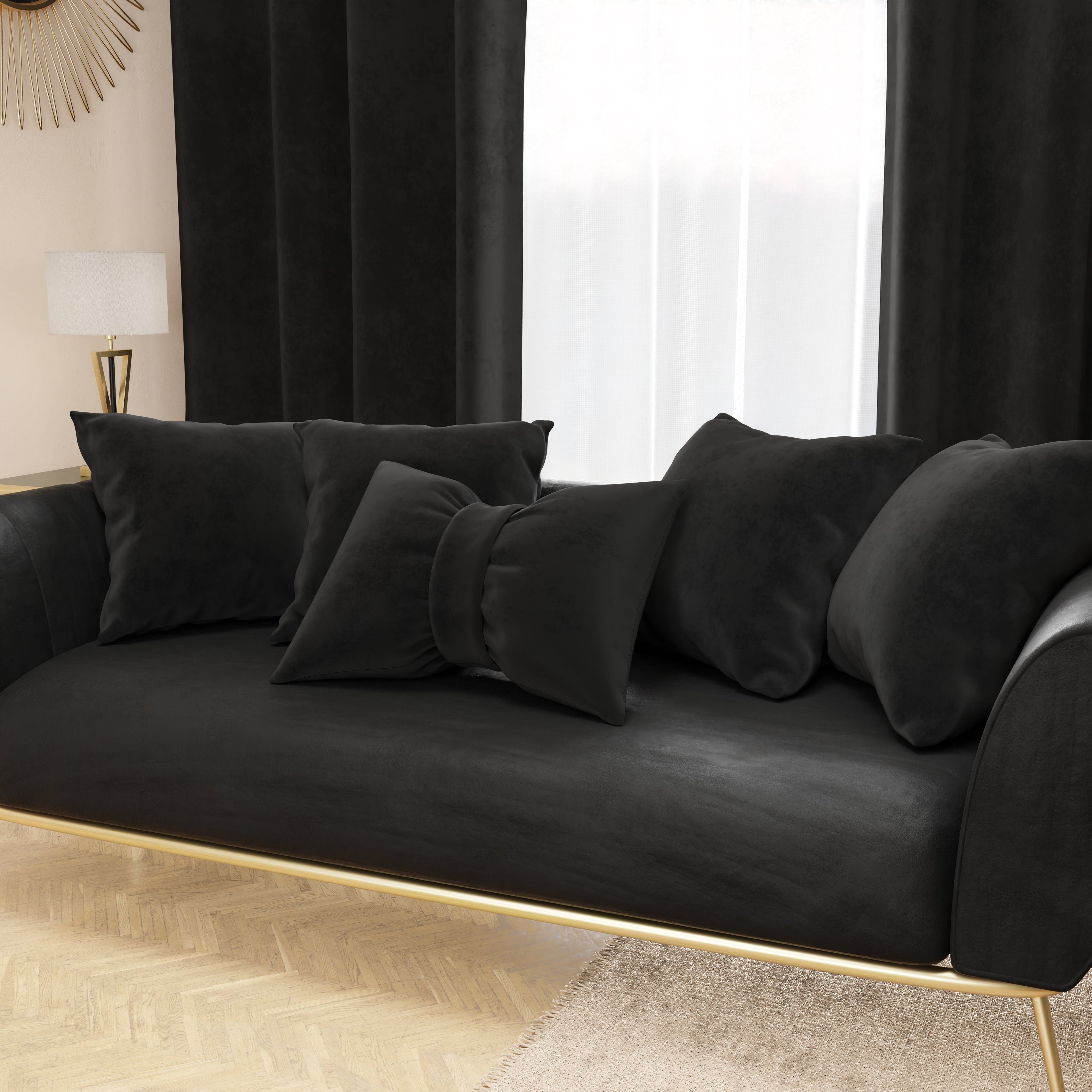 Cuscino Arredo Fiocco in Velluto 40x50 cm, Cuscino divano Nero