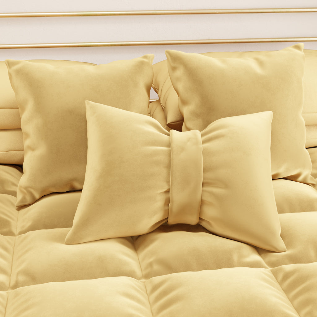 Cuscino Arredo Fiocco in Velluto 40x50 cm, Cuscino divano Oro