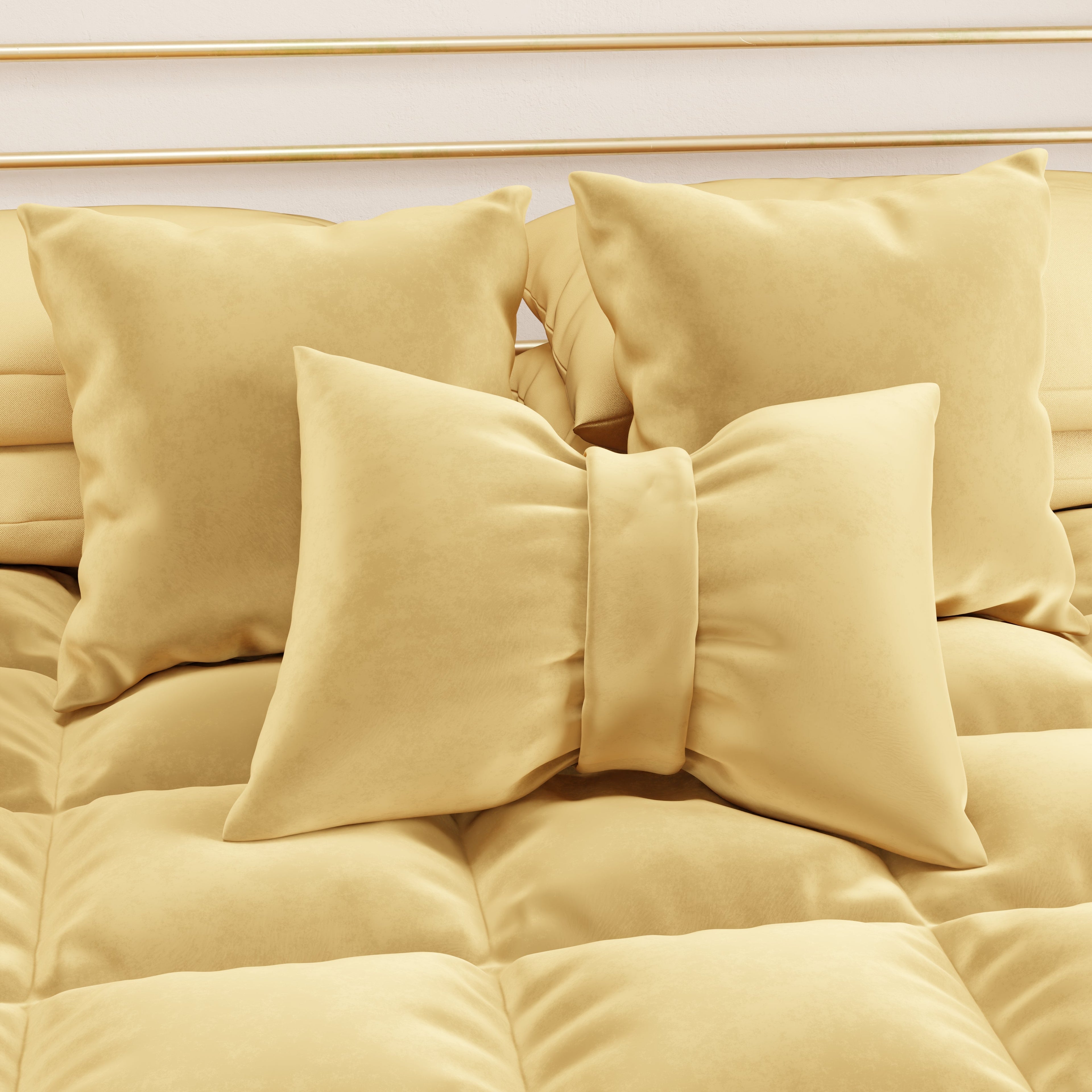 Cuscino Arredo Fiocco in Velluto 40x50 cm, Cuscino divano Oro