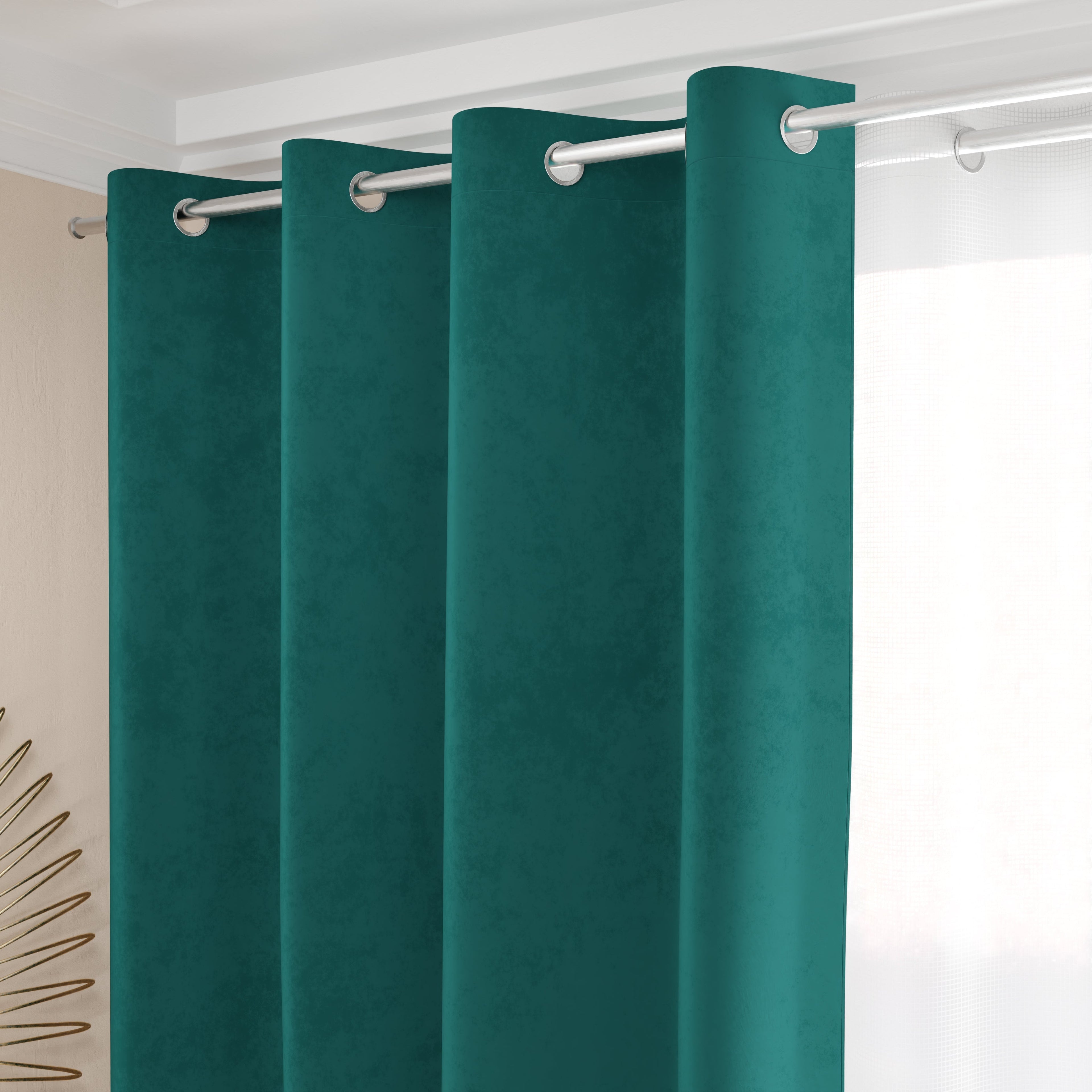 Tenda a Pannello in Velluto per Interni con Anelli, 140x280 cm, Ottanio