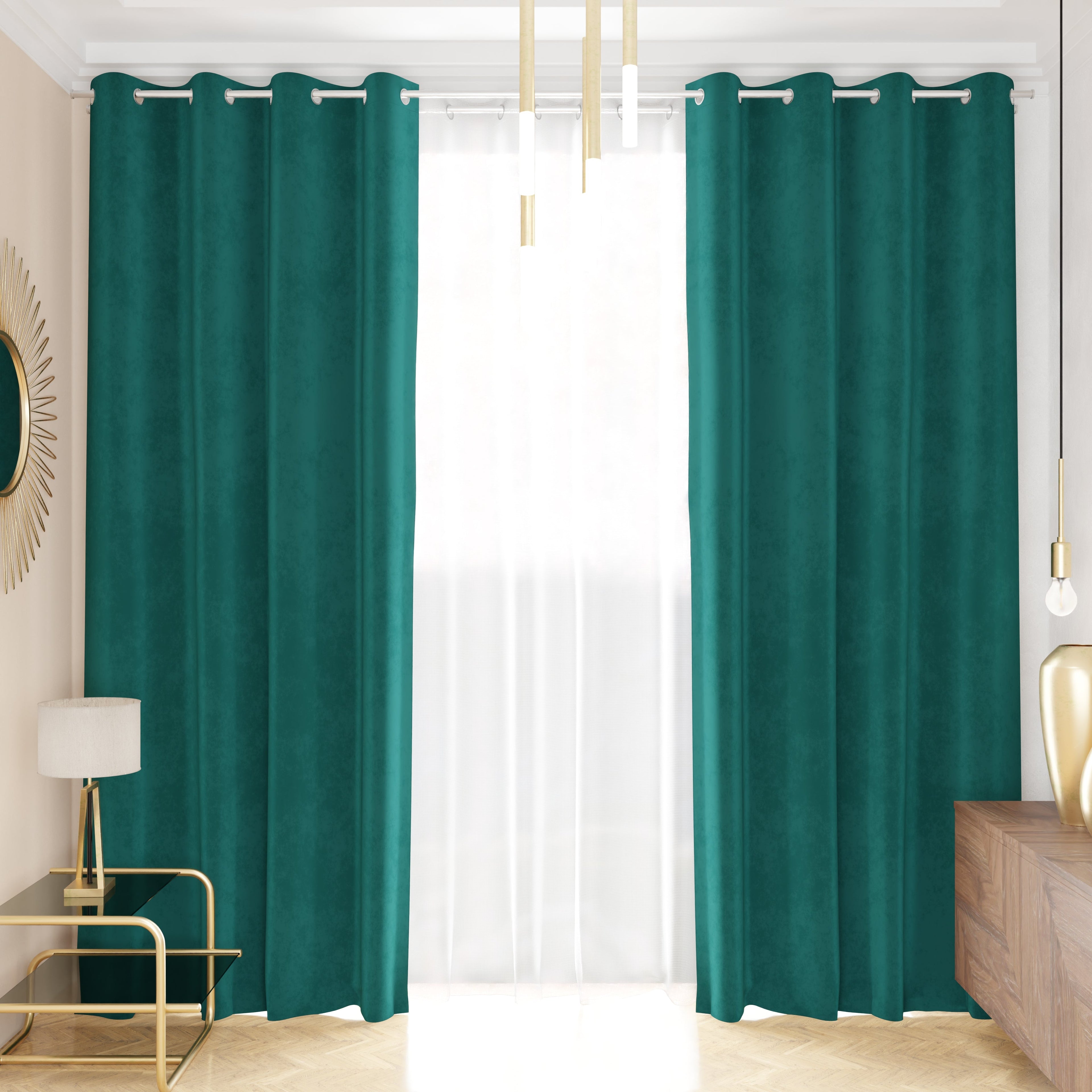 Tenda a Pannello in Velluto per Interni con Anelli, 140x280 cm, Ottanio