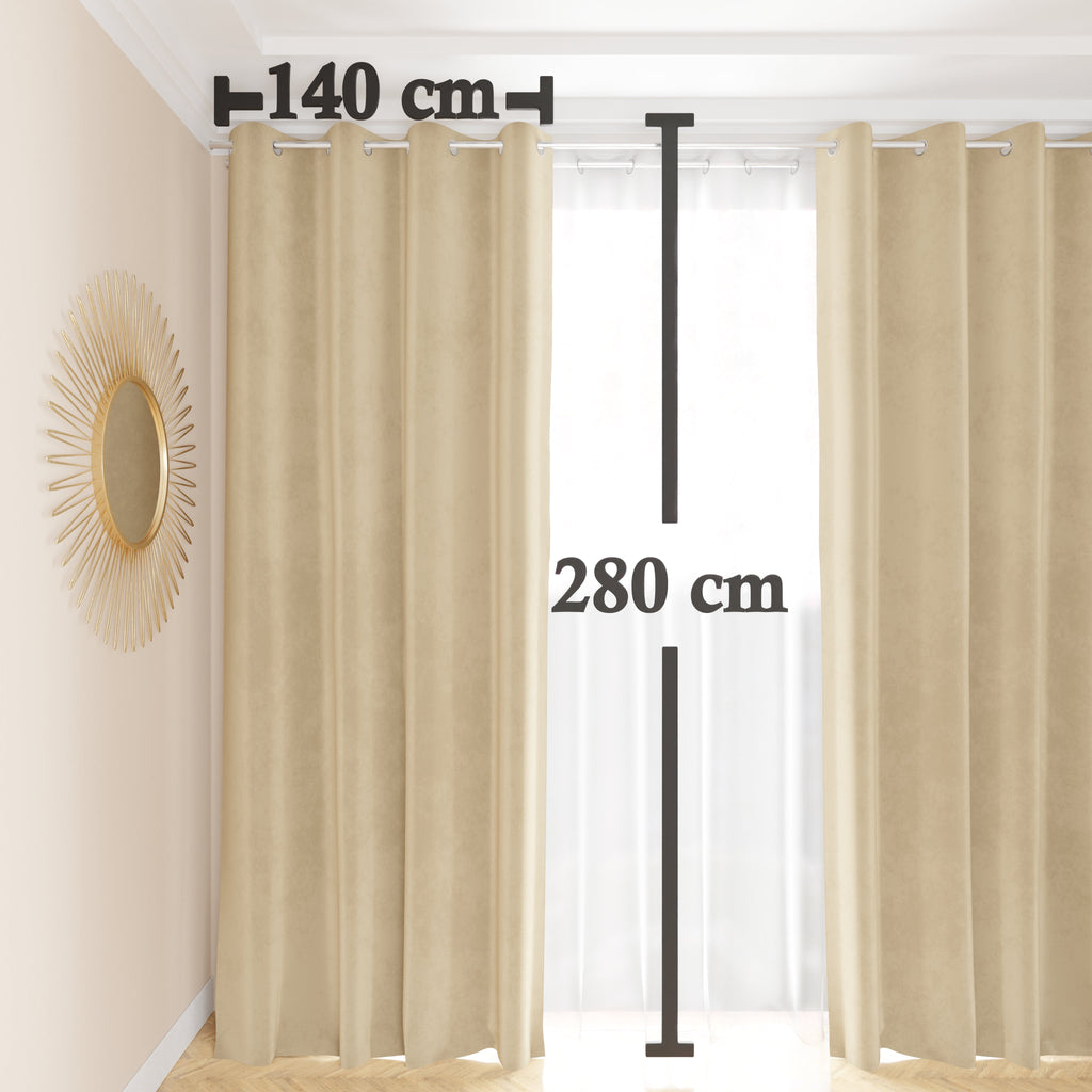 Tenda a Pannello in Velluto per Interni con Anelli, 140x280 cm, Panna