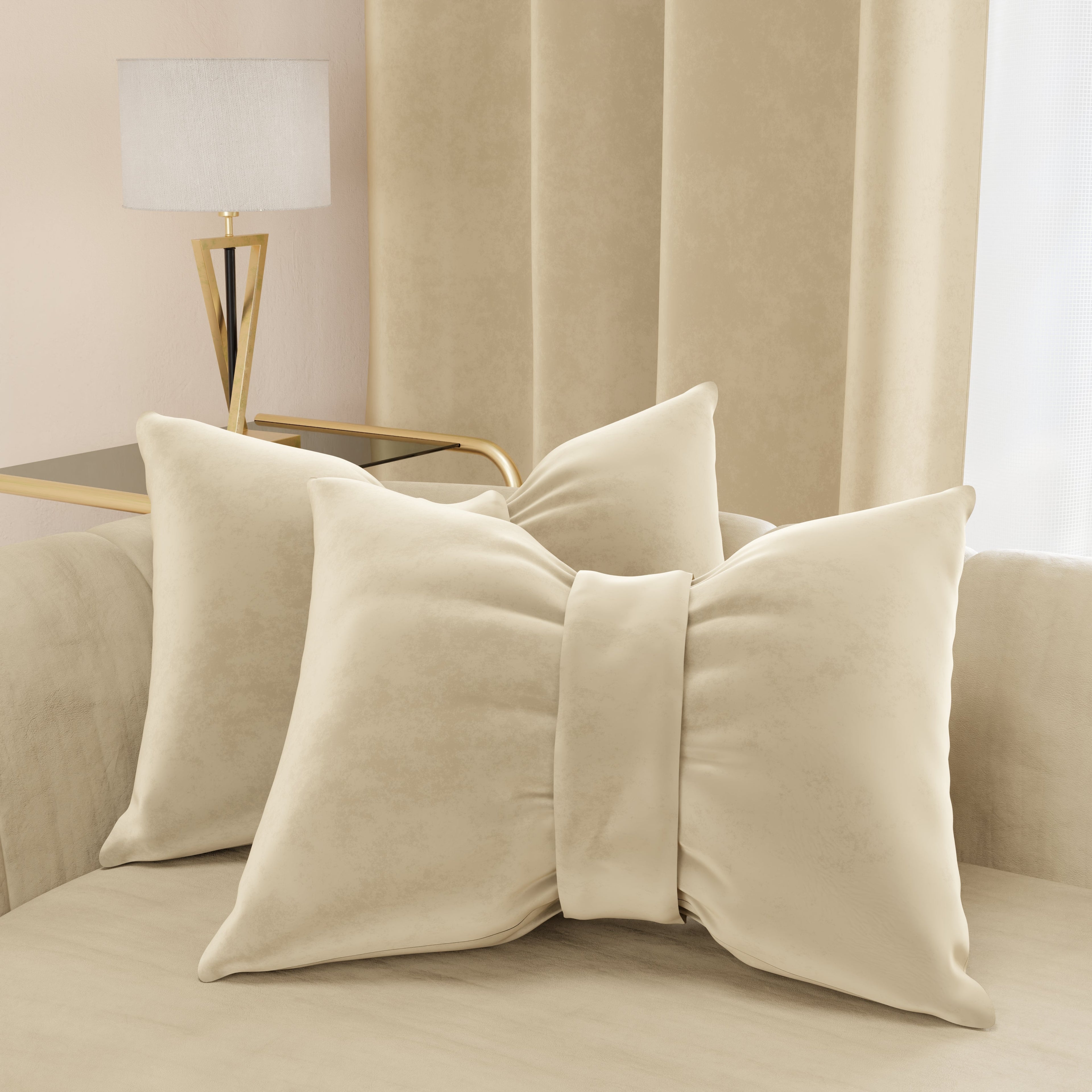 Cuscino Arredo Fiocco in Velluto 40x50 cm, Cuscino divano Panna