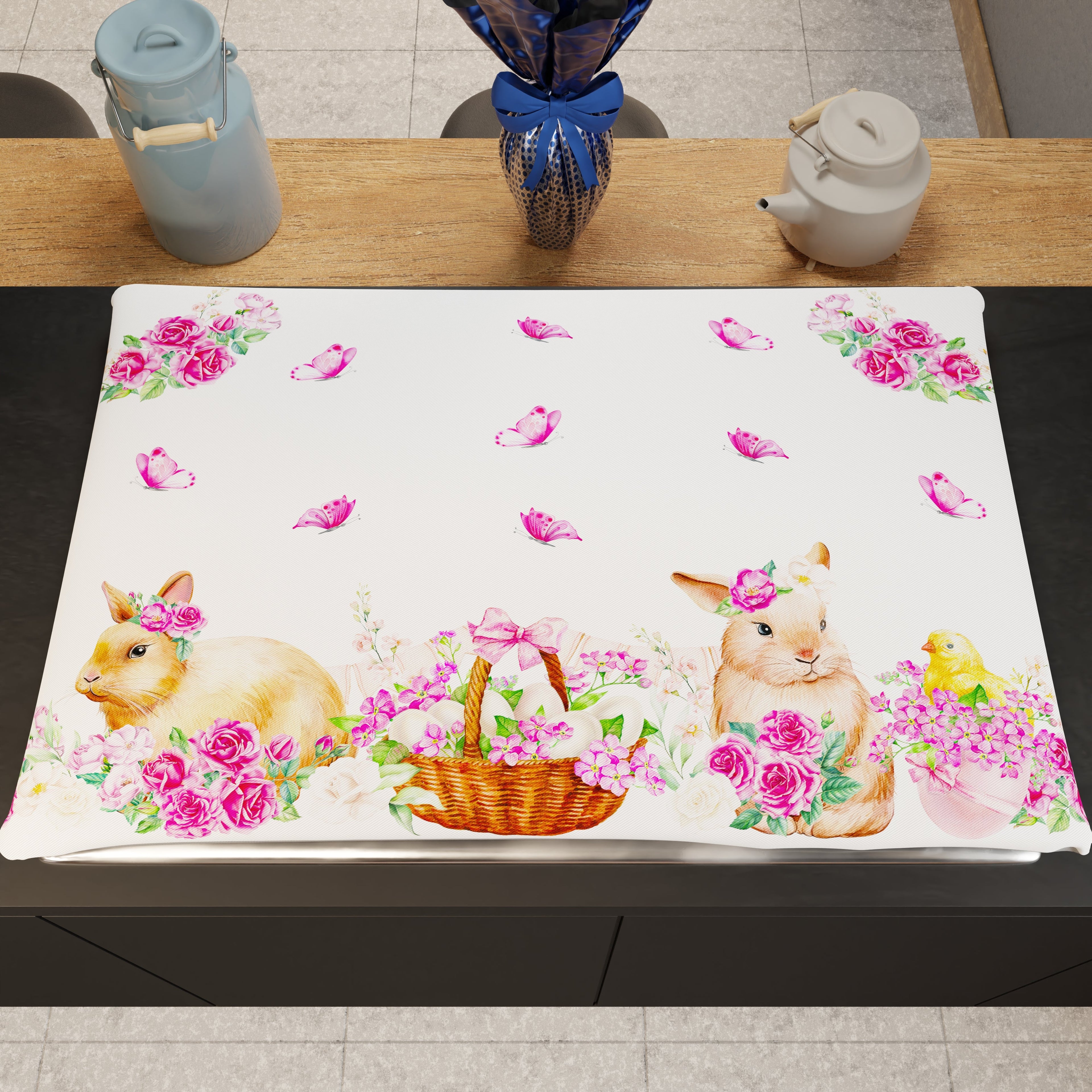 Coprifornello Pasqua Coprifuochi Cucina in Stampa Digitale Pink Bunny