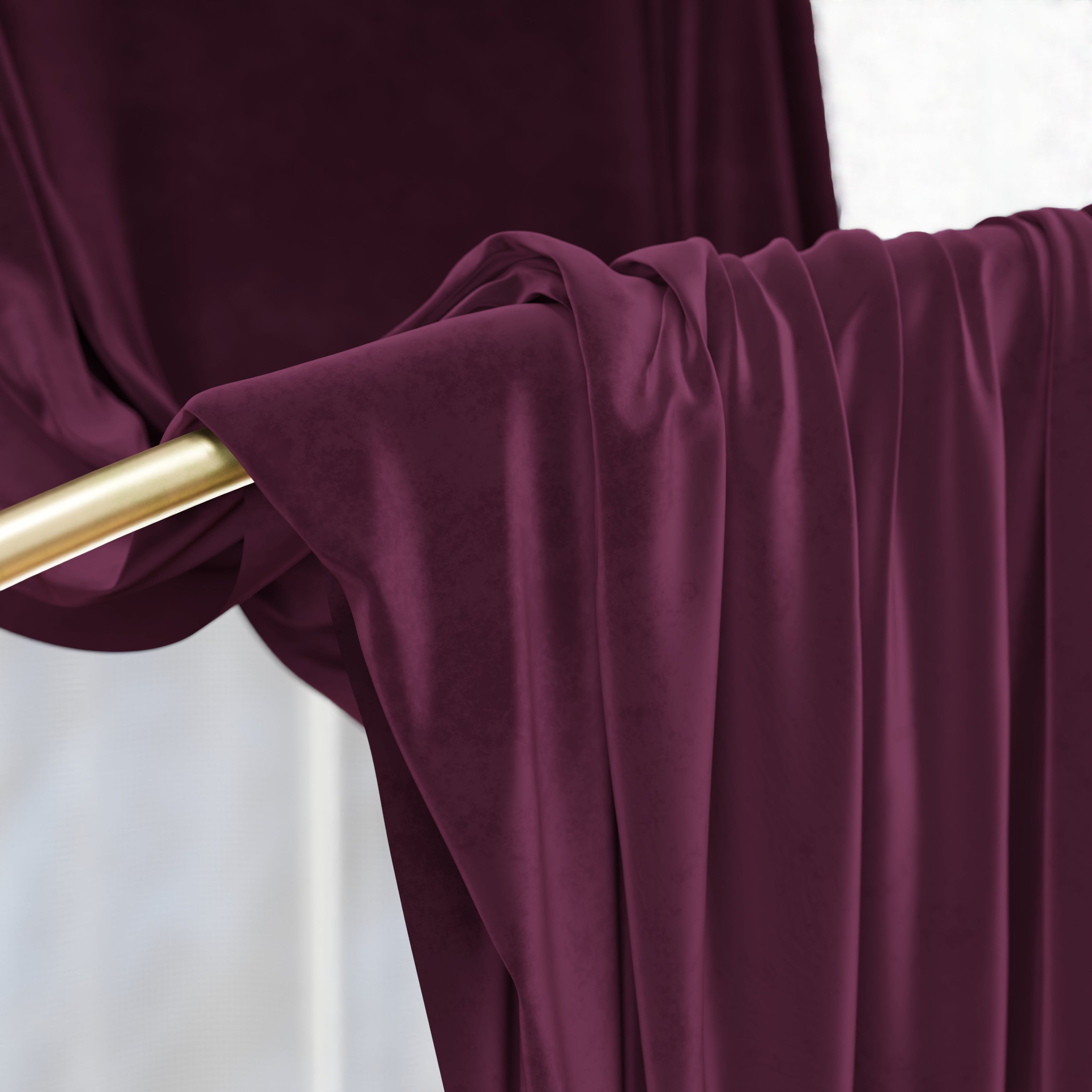 Tenda a Pannello in Velluto per Interni con Anelli, 140x280 cm, Prugna