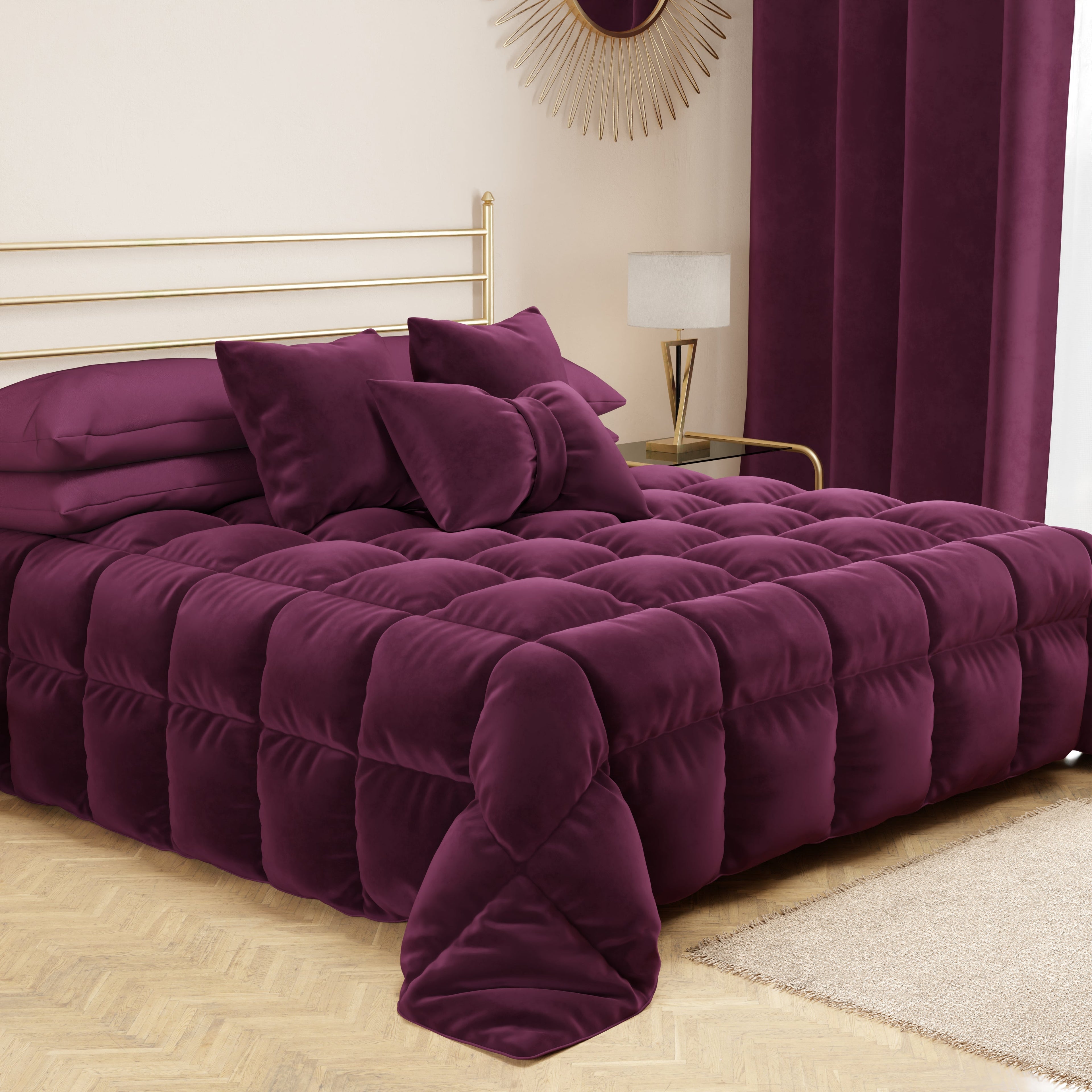 Cuscino Arredo Fiocco in Velluto 40x50 cm, Cuscino divano Prugna
