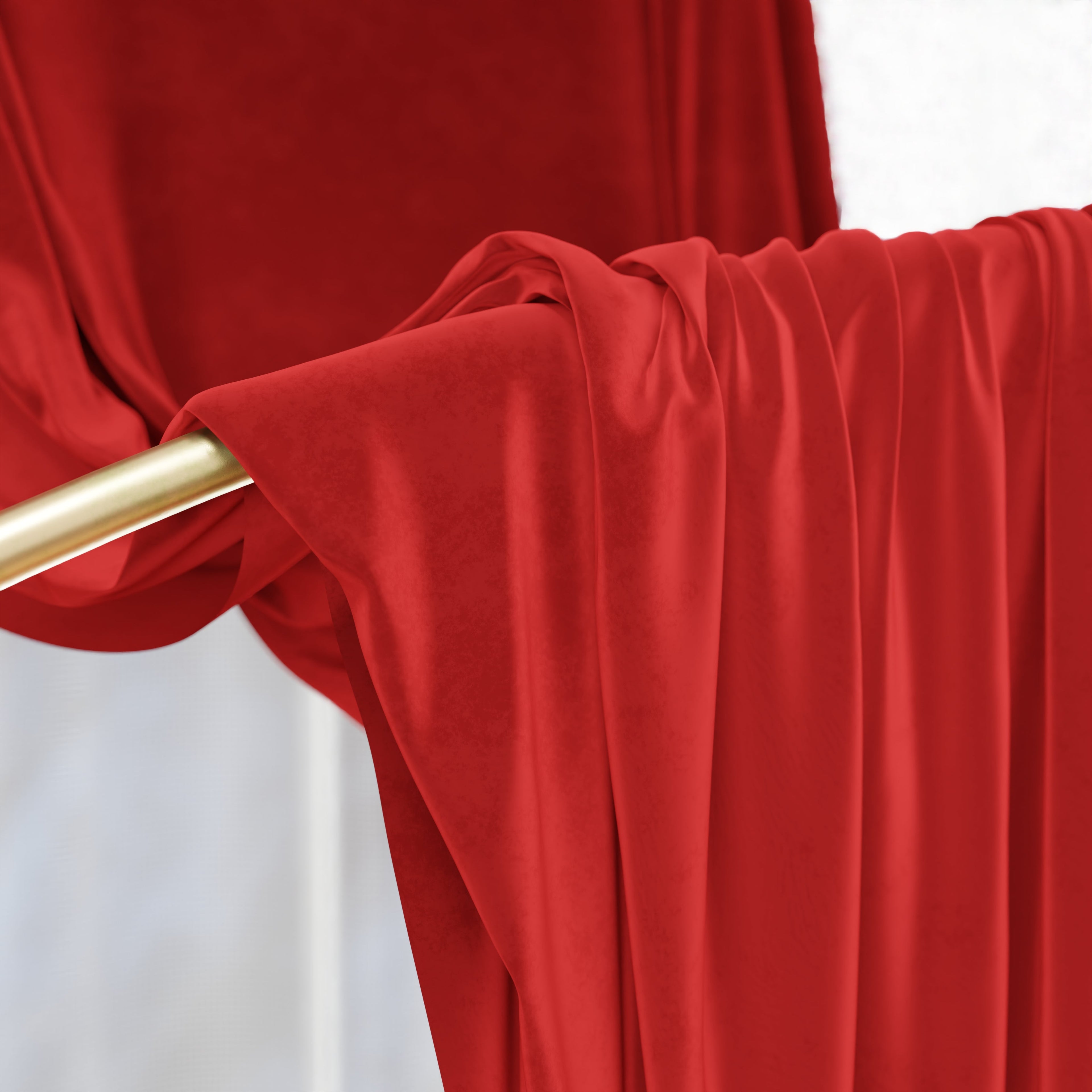 Tenda a Pannello in Velluto per Interni con Anelli, 140x280 cm, Rosso