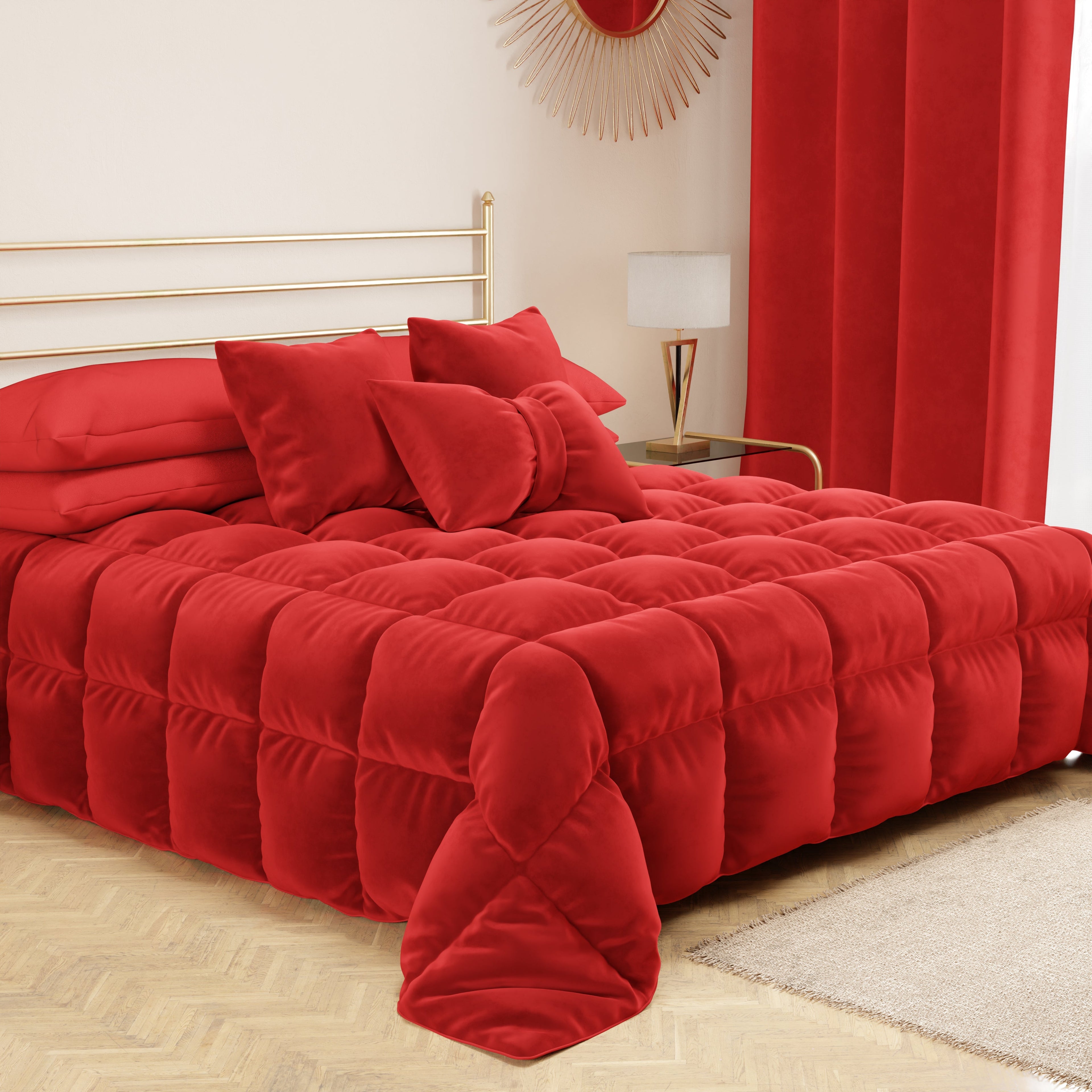 Cuscino Arredo Fiocco in Velluto 40x50 cm, Cuscino divano Rosso