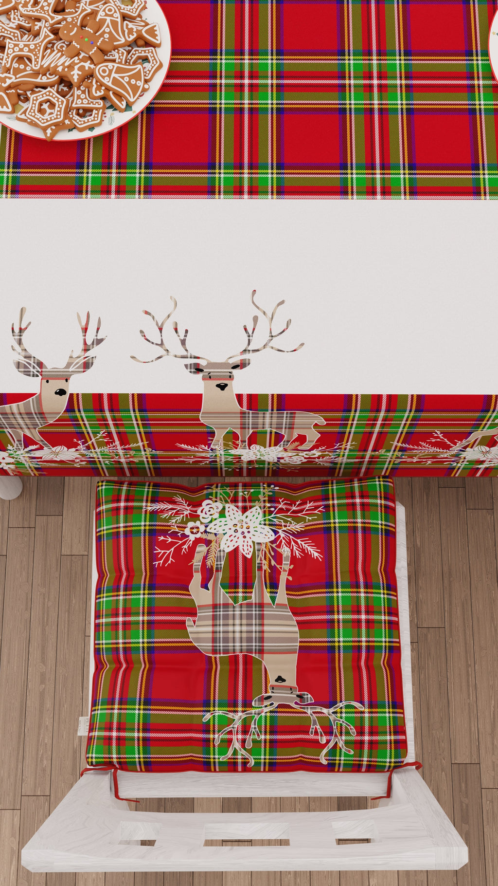 Cuscini per Sedie Natalizi Coprisedia Natalizi 6 Pezzi Renna Beige.