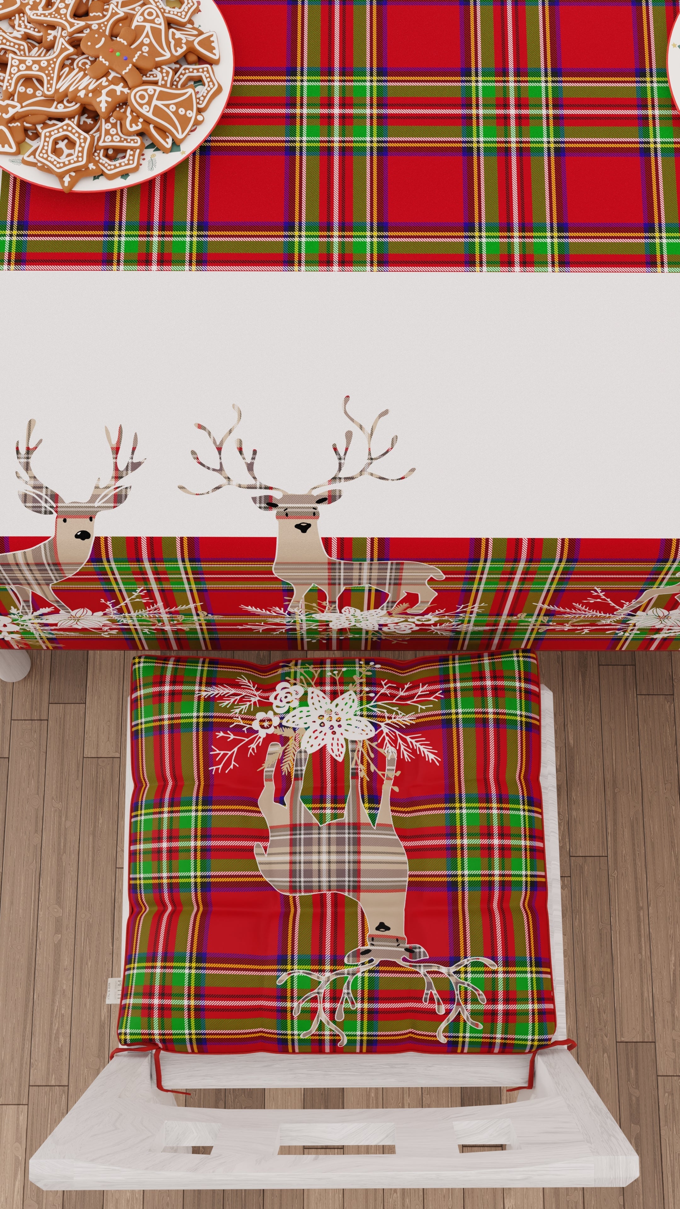 Cuscini per Sedie Natalizi Coprisedia Natalizi 6 Pezzi Renna Beige.