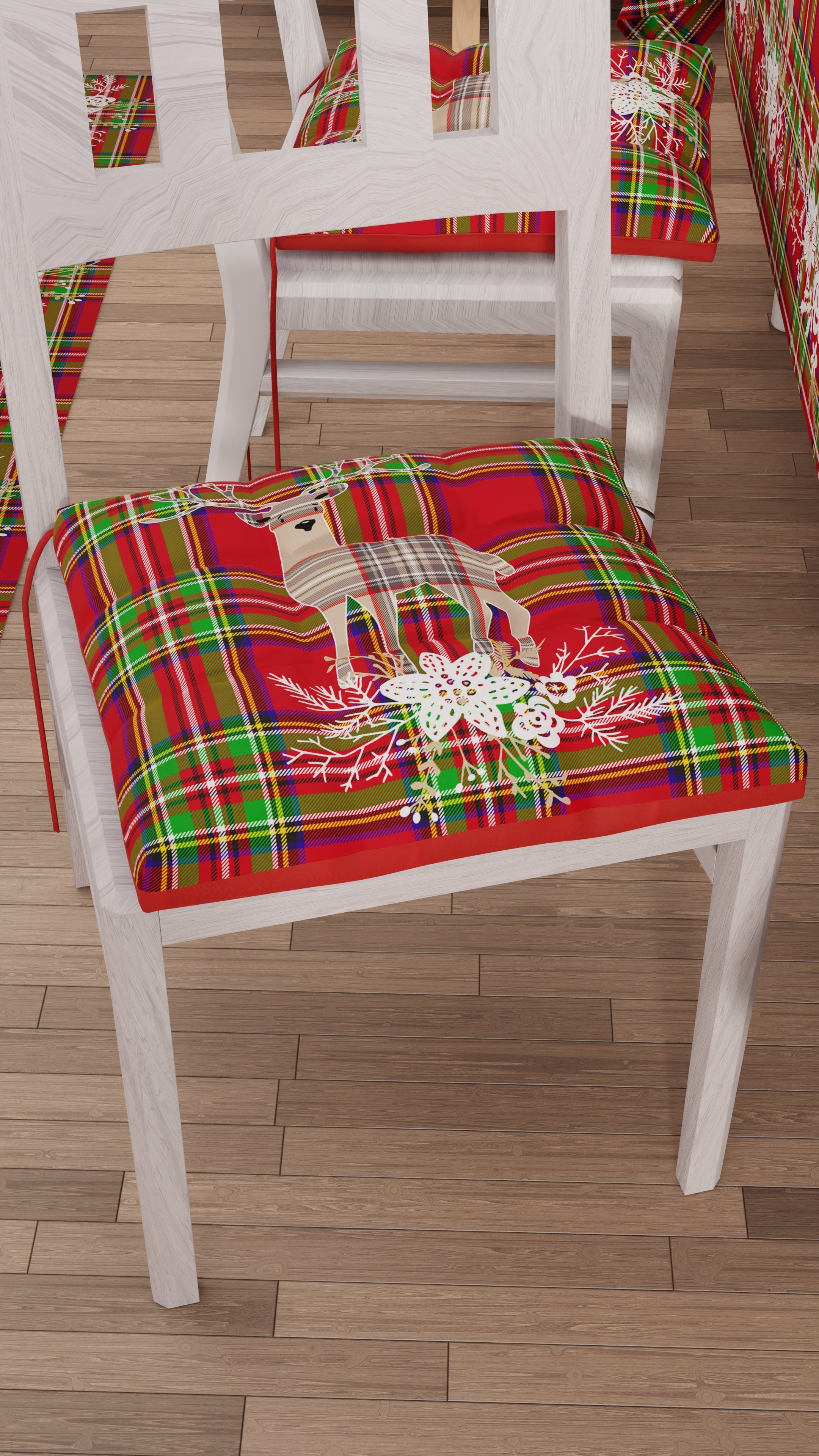 Cuscini per Sedie Natalizi Coprisedia Natalizi 6 Pezzi Renna Beige.