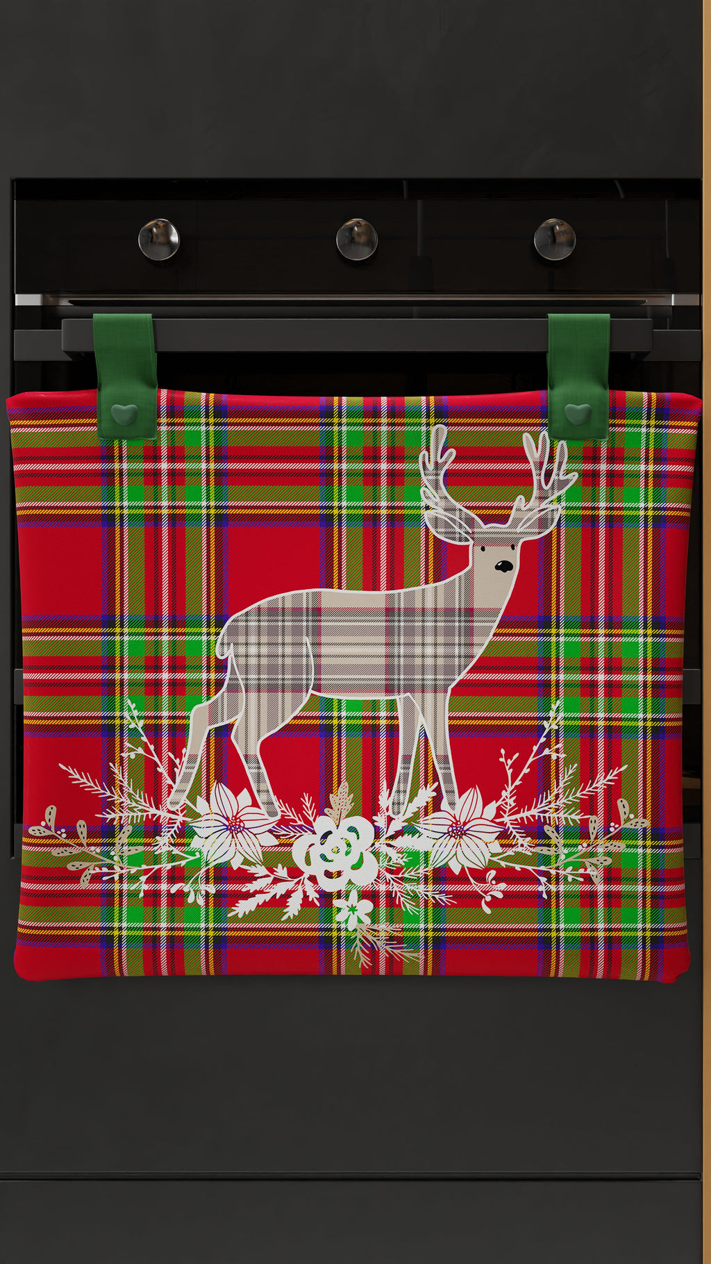 Copriforno Natalizio per Cucina in Stampa Digitale Renna Beige 1pz 40x50cm.