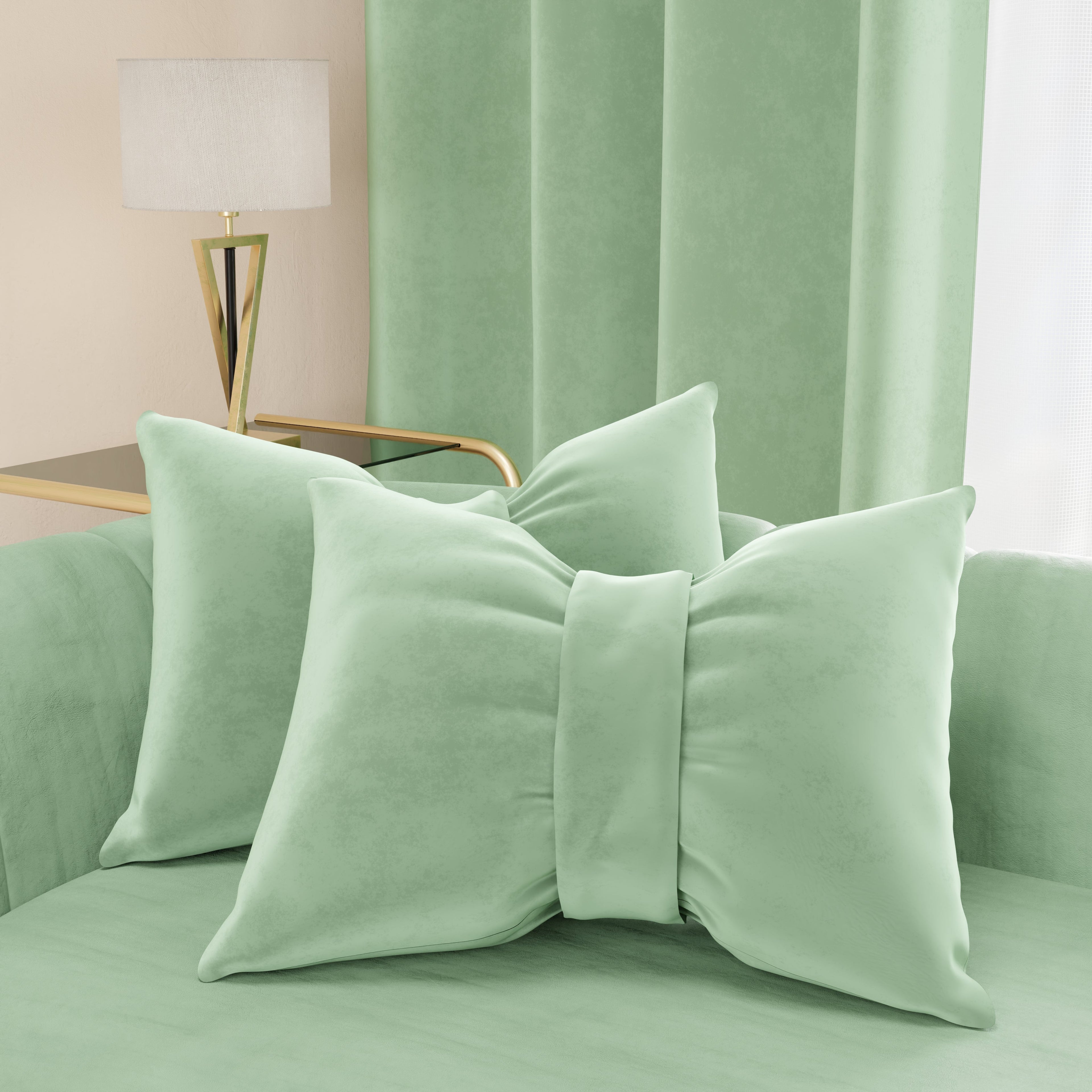 Cuscino Arredo Fiocco in Velluto 40x50 cm, Cuscino divano Salvia