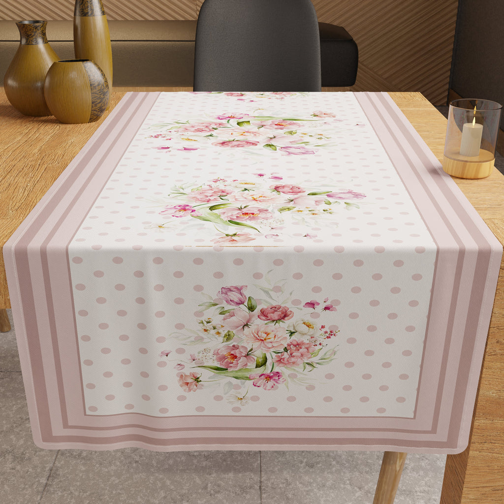 Runner Tavola, Tovaglia Runner, Runner Cucina Shabby Pois Cipria