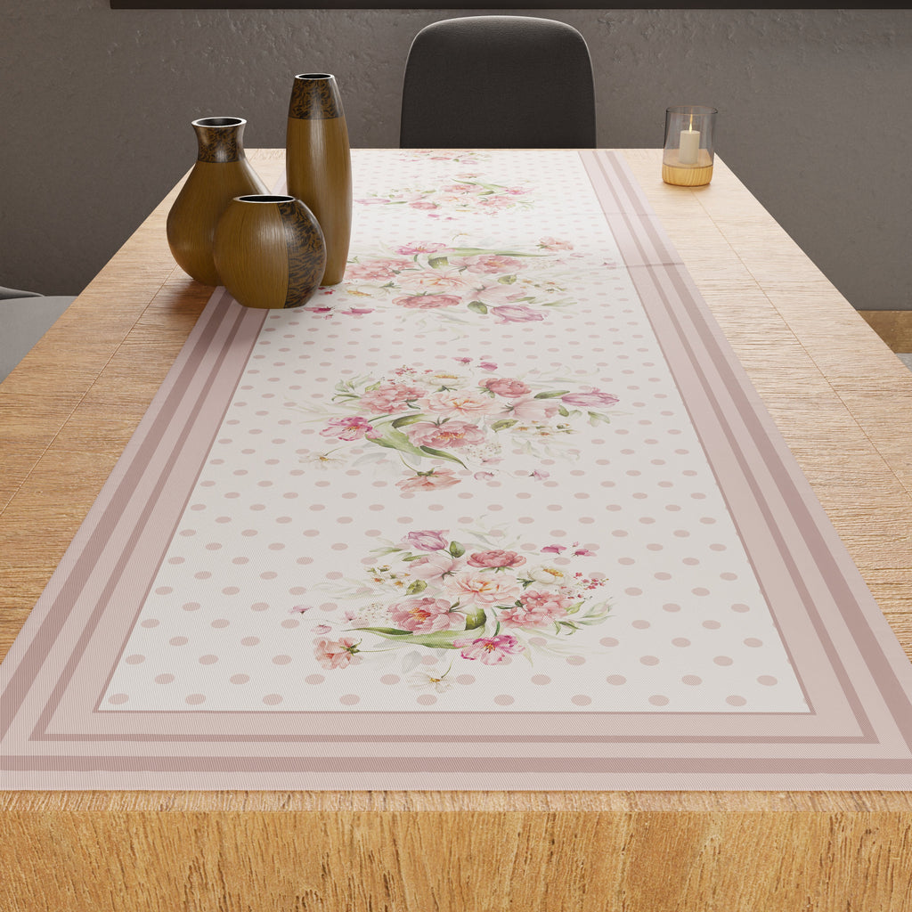 Runner Tavola, Tovaglia Runner, Runner Cucina Shabby Pois Cipria