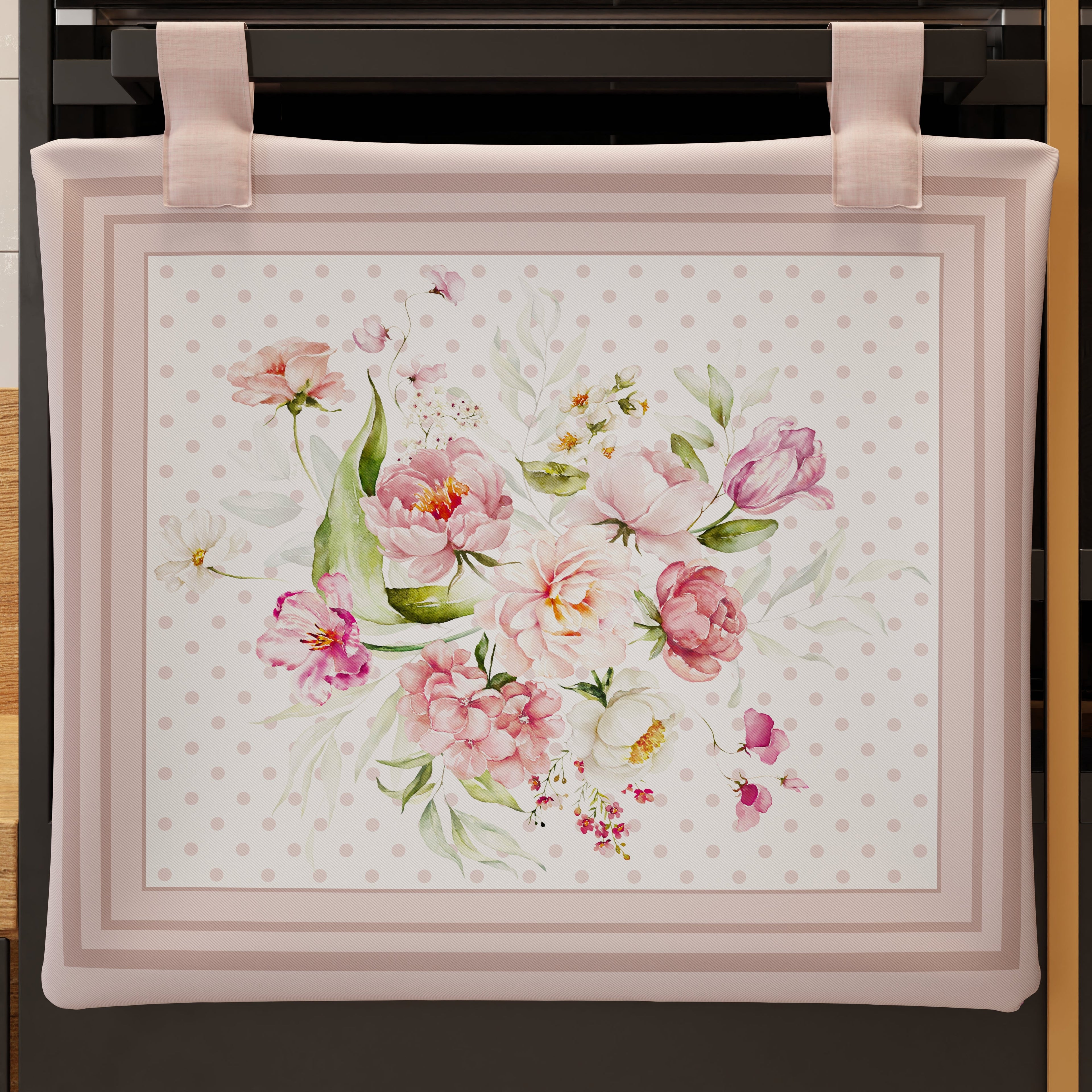 Copriforno per Cucina in Stampa Digitale Shabby Pois Cipria 1pz 45x55cm