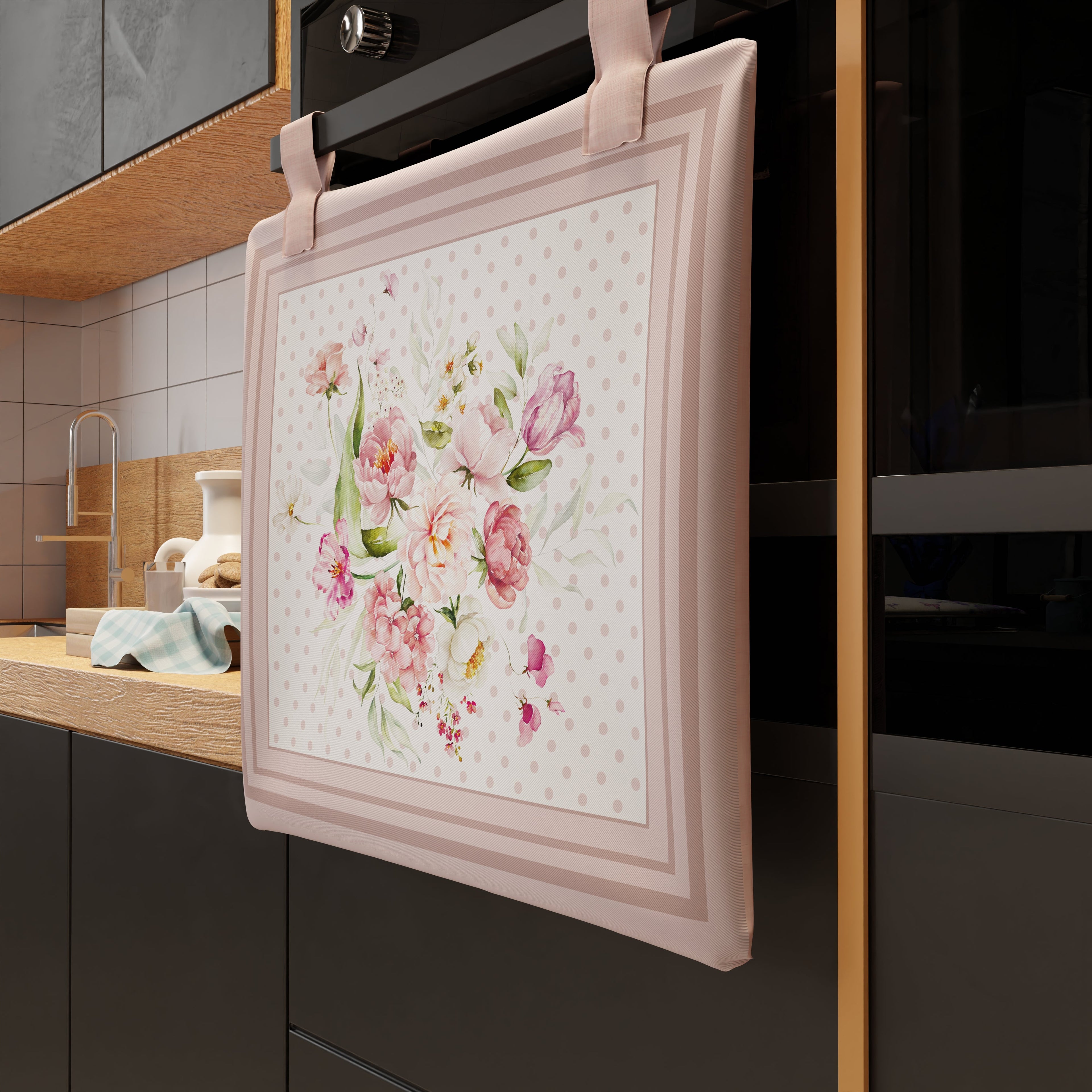 Copriforno per Cucina in Stampa Digitale Shabby Pois Cipria 1pz 45x55cm