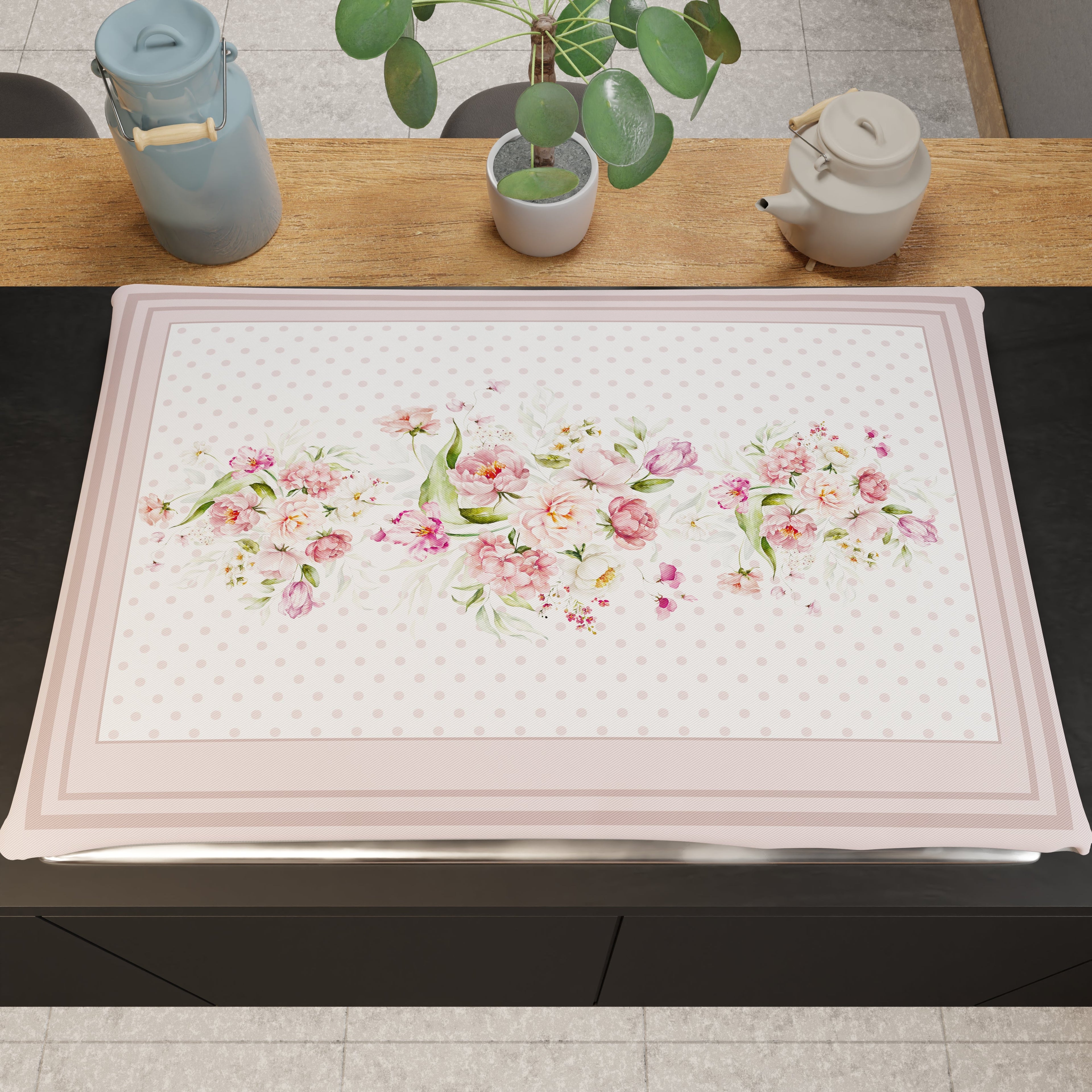Coprifornello Coprifuochi Cucina in Stampa Digitale Shabby Pois Cipria 1pz 50x70cm