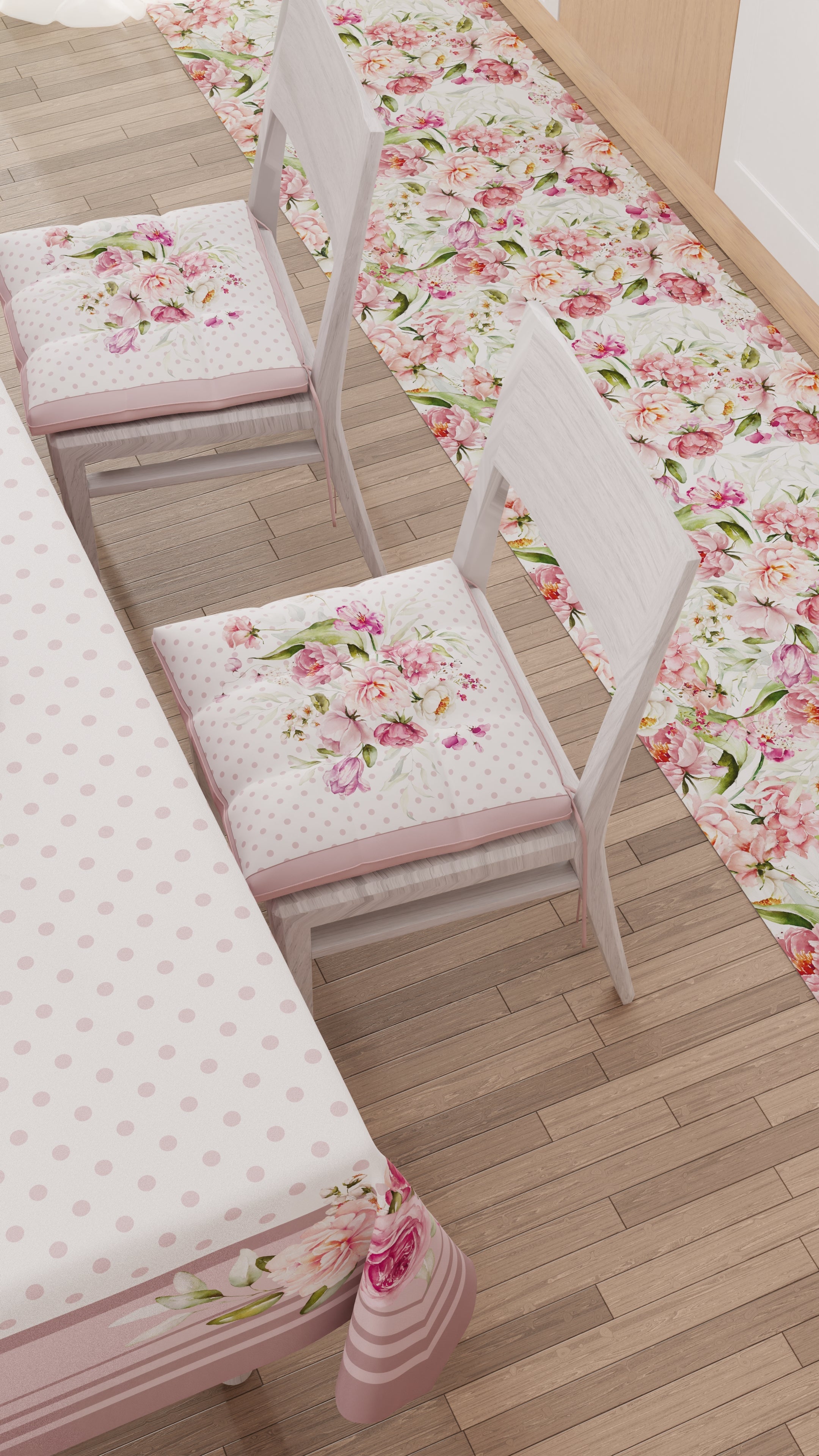 Cuscini per Sedie Coprisedia 6 Pezzi Shabby Pois Cipria