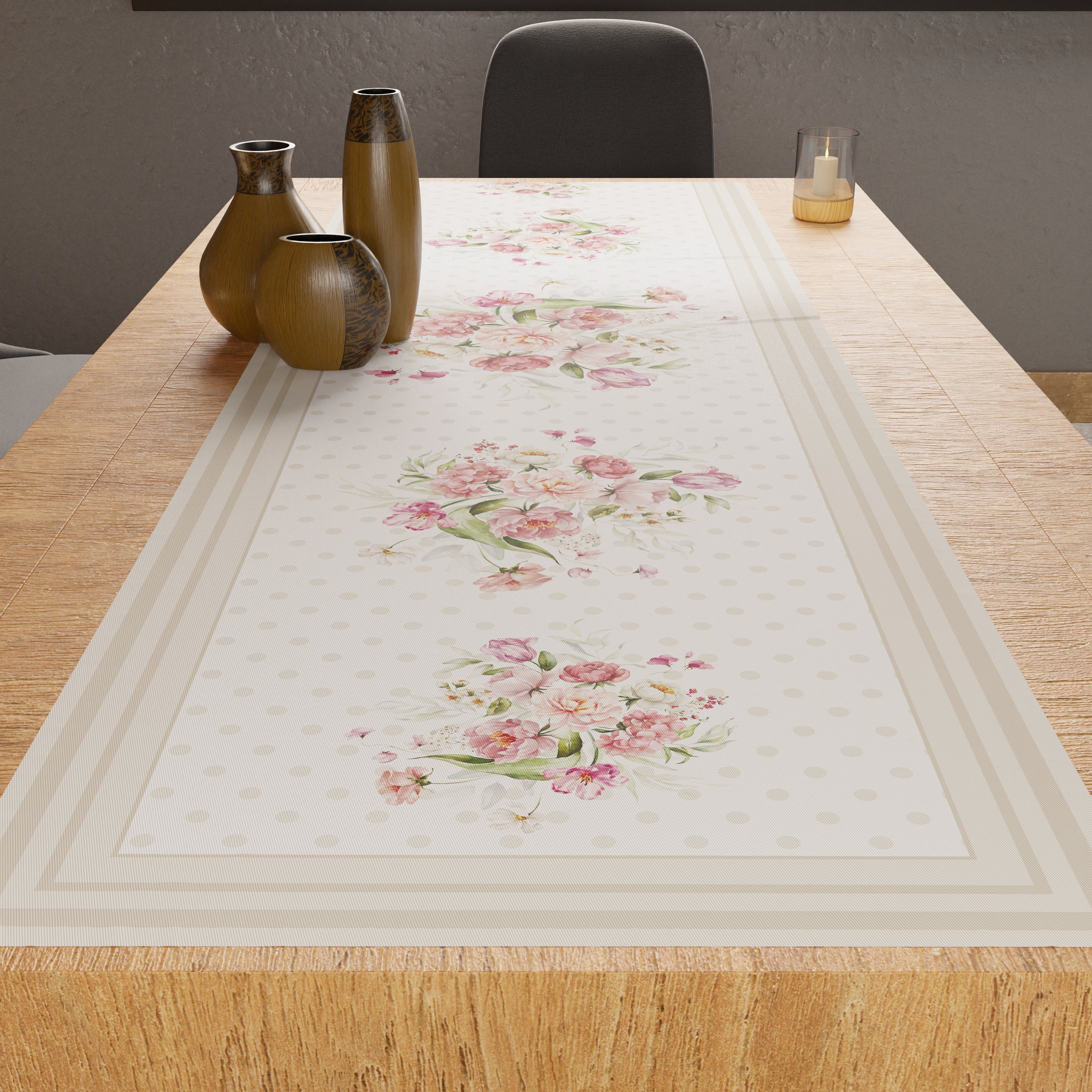 Runner Tavola, Tovaglia Runner, Runner Cucina Shabby Pois Beige