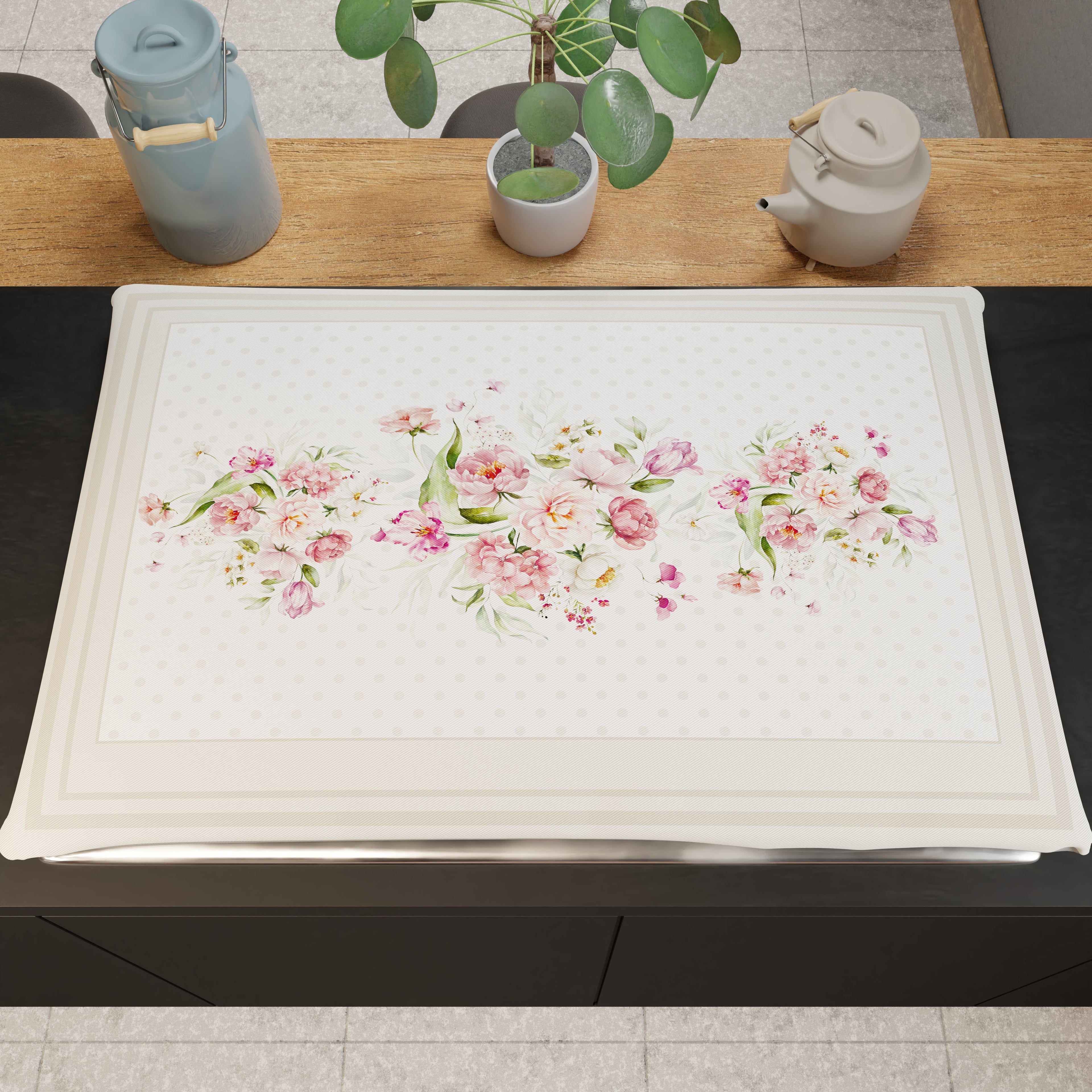 Coprifornello Coprifuochi Cucina in Stampa Digitale Shabby Pois Beige 1pz 50x70cm