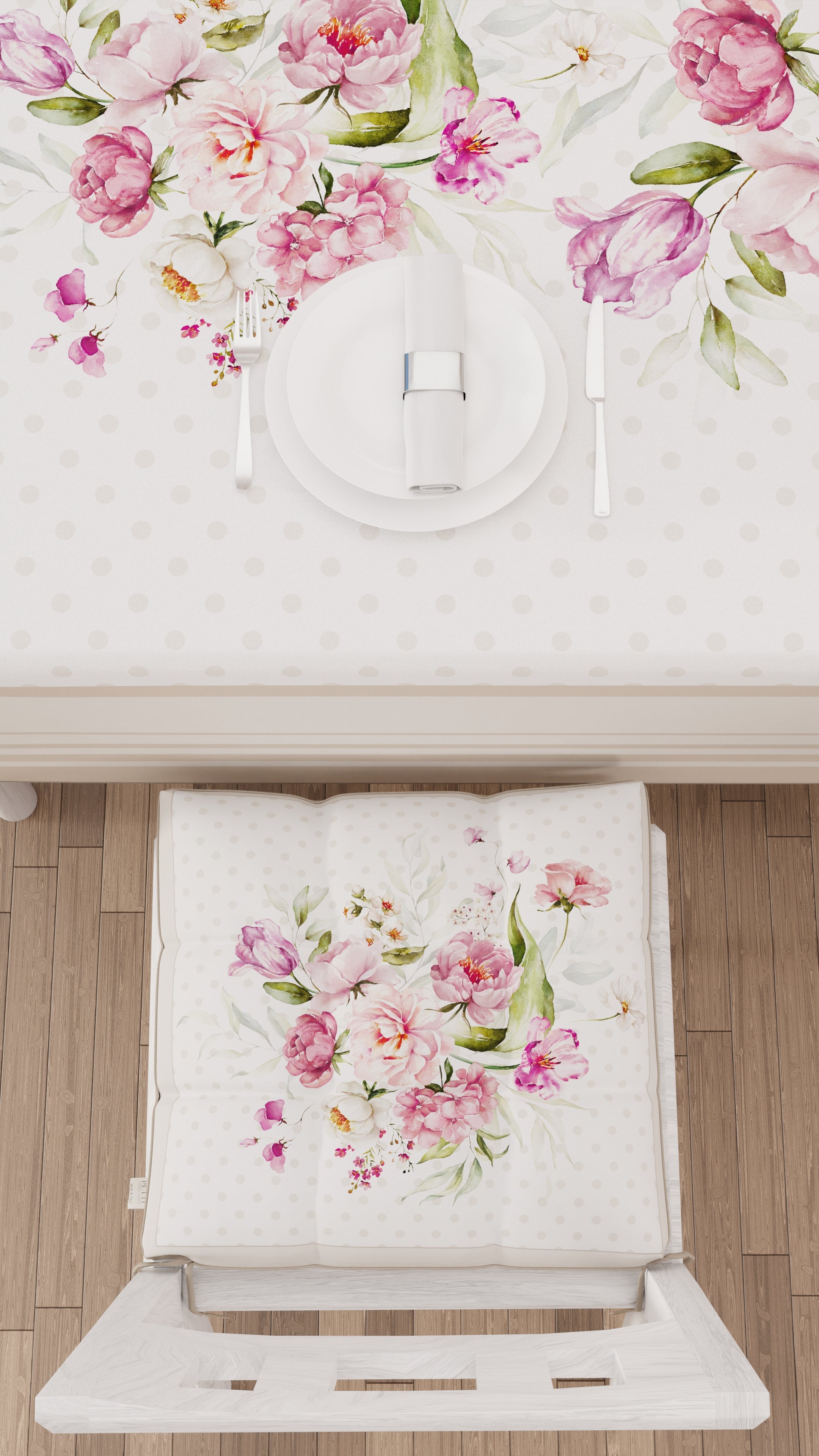 Cuscini per Sedie Coprisedia 6 Pezzi Shabby Pois Beige